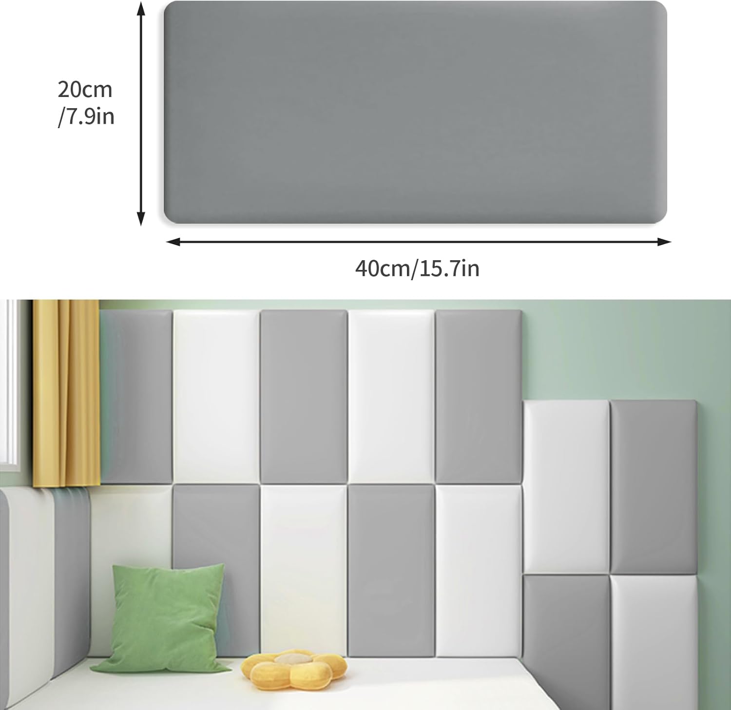 Pannelli da Parete 3D Anti-Collisione, Grigio - 4 Pezzi - immagine 2