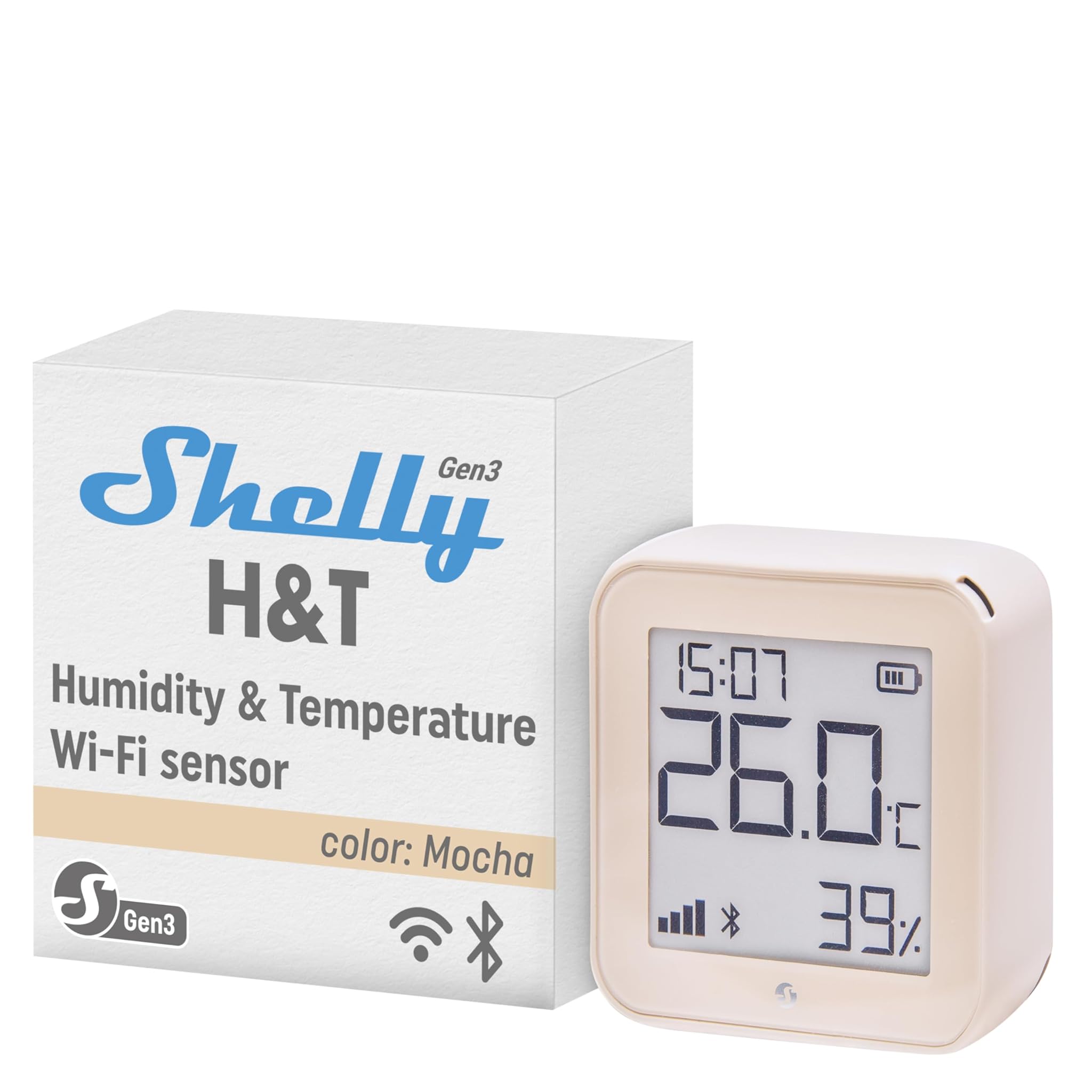 Shelly H&T Gen 3 Moka - Sensore Temperatura e Umidità