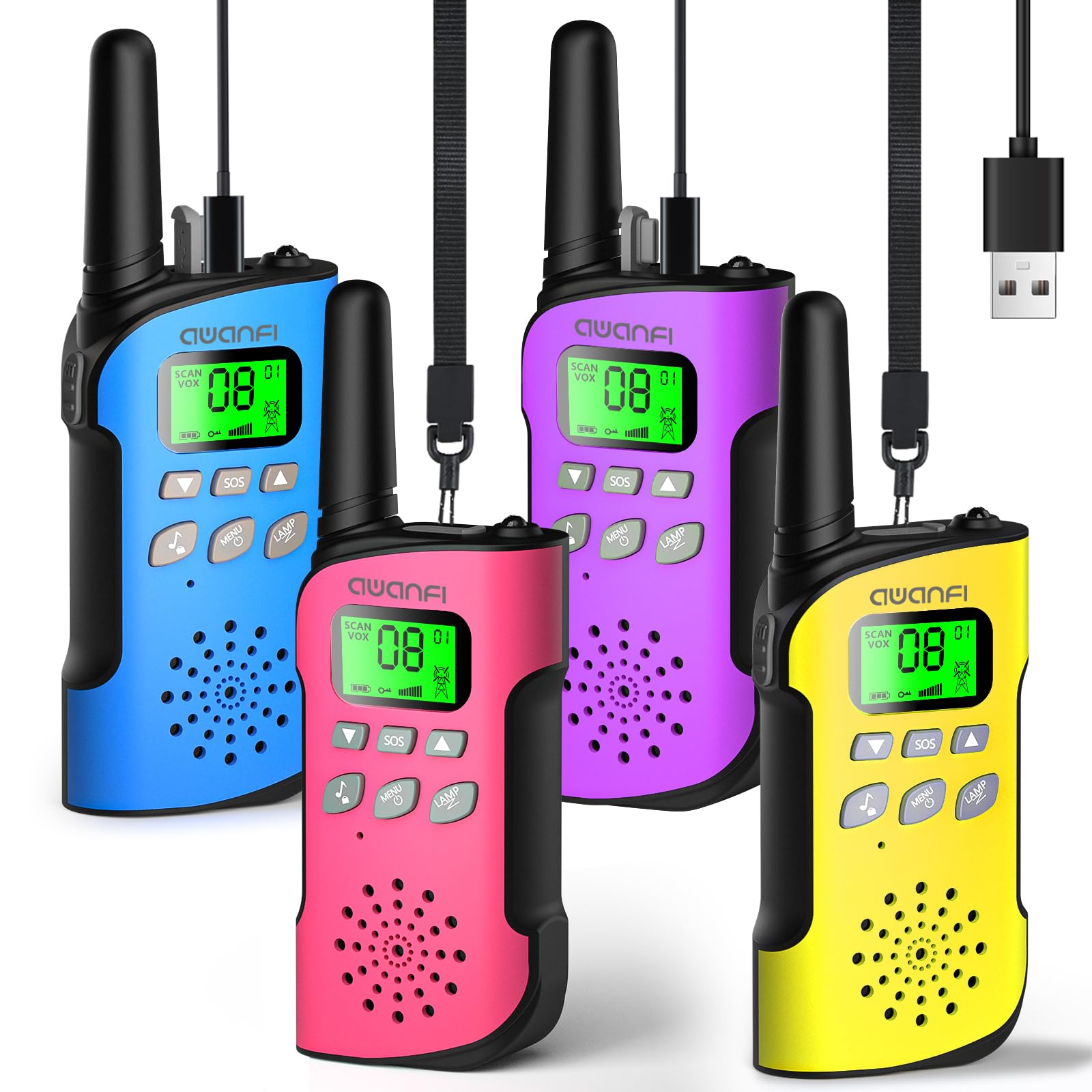 Awanfi Walkie-Talkie Ricaricabile per Bambini (4 Pezzi)