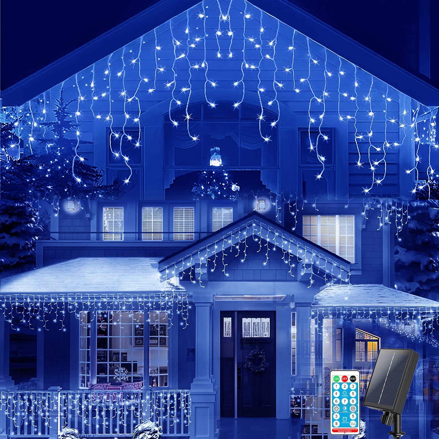 Catena Luminosa Esterno Solare 10M 300LED, Blu