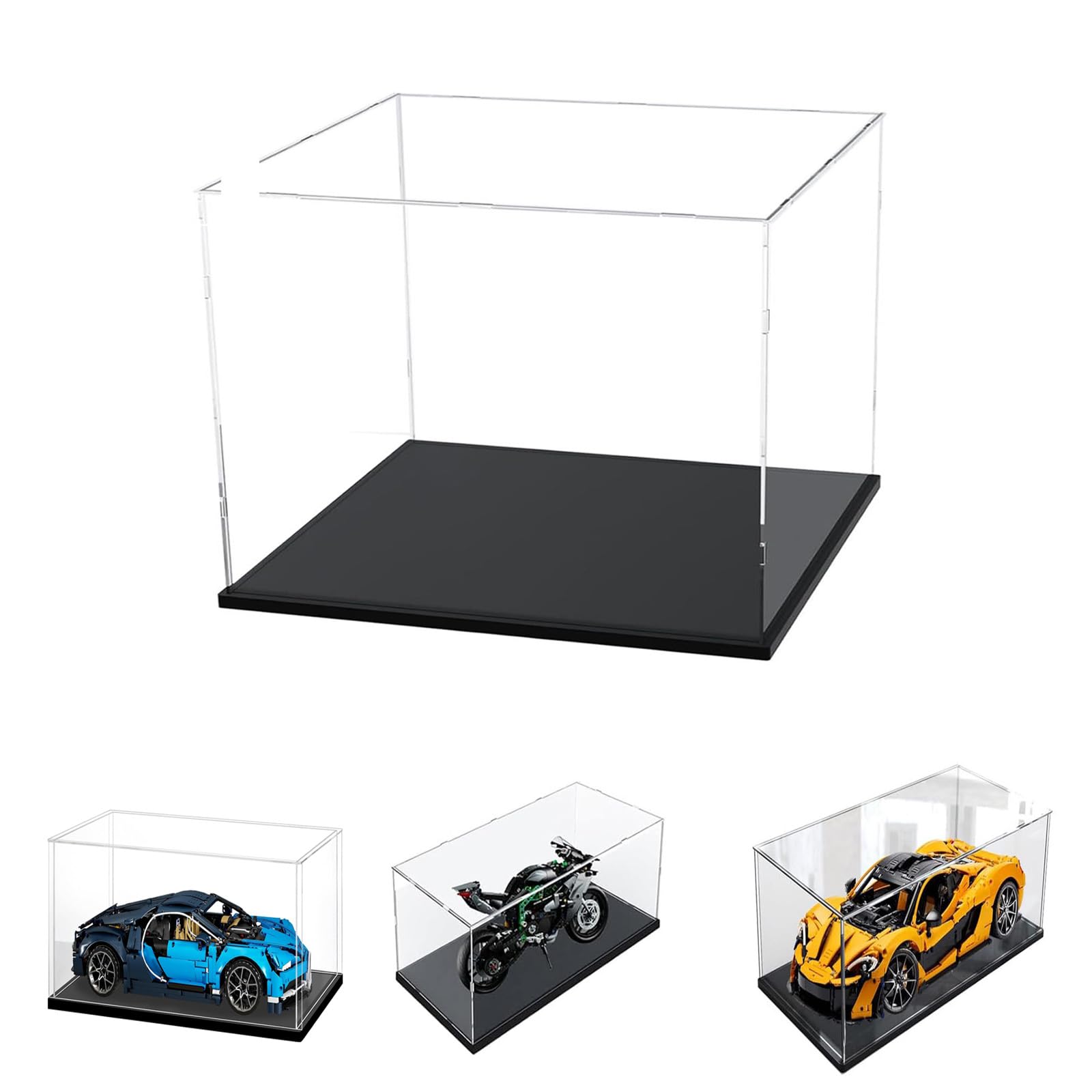 Vetrina Acrilico Trasparente 3MM con Base Spessa, Nero