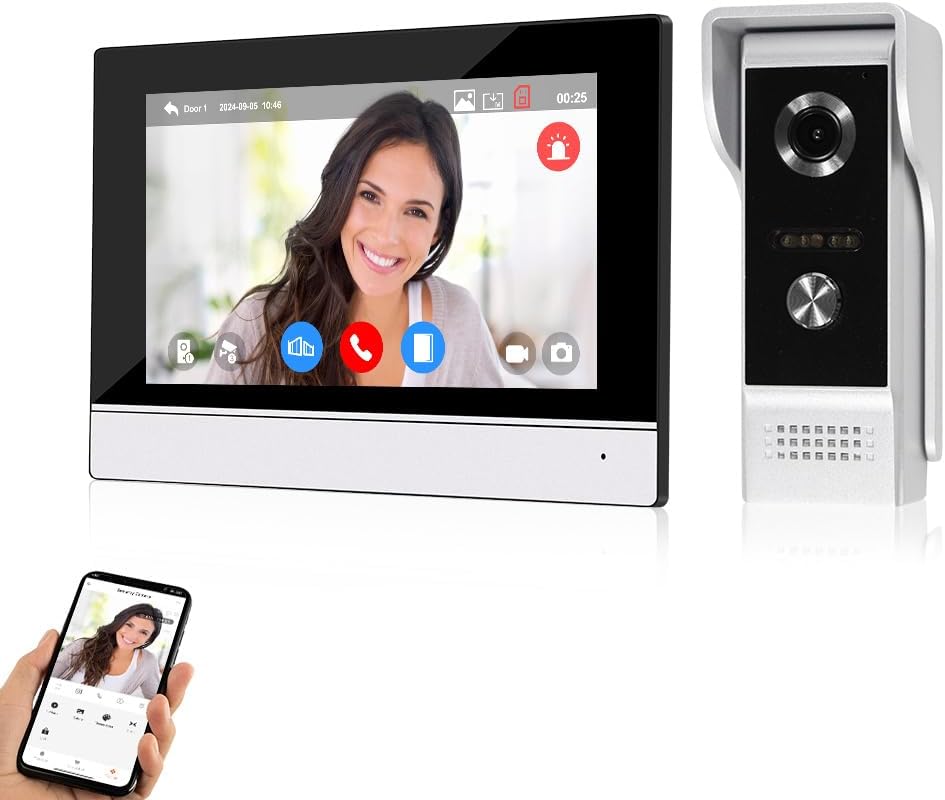 KurDunly Video Telefono Cablato 7" 1080P Touch Screen