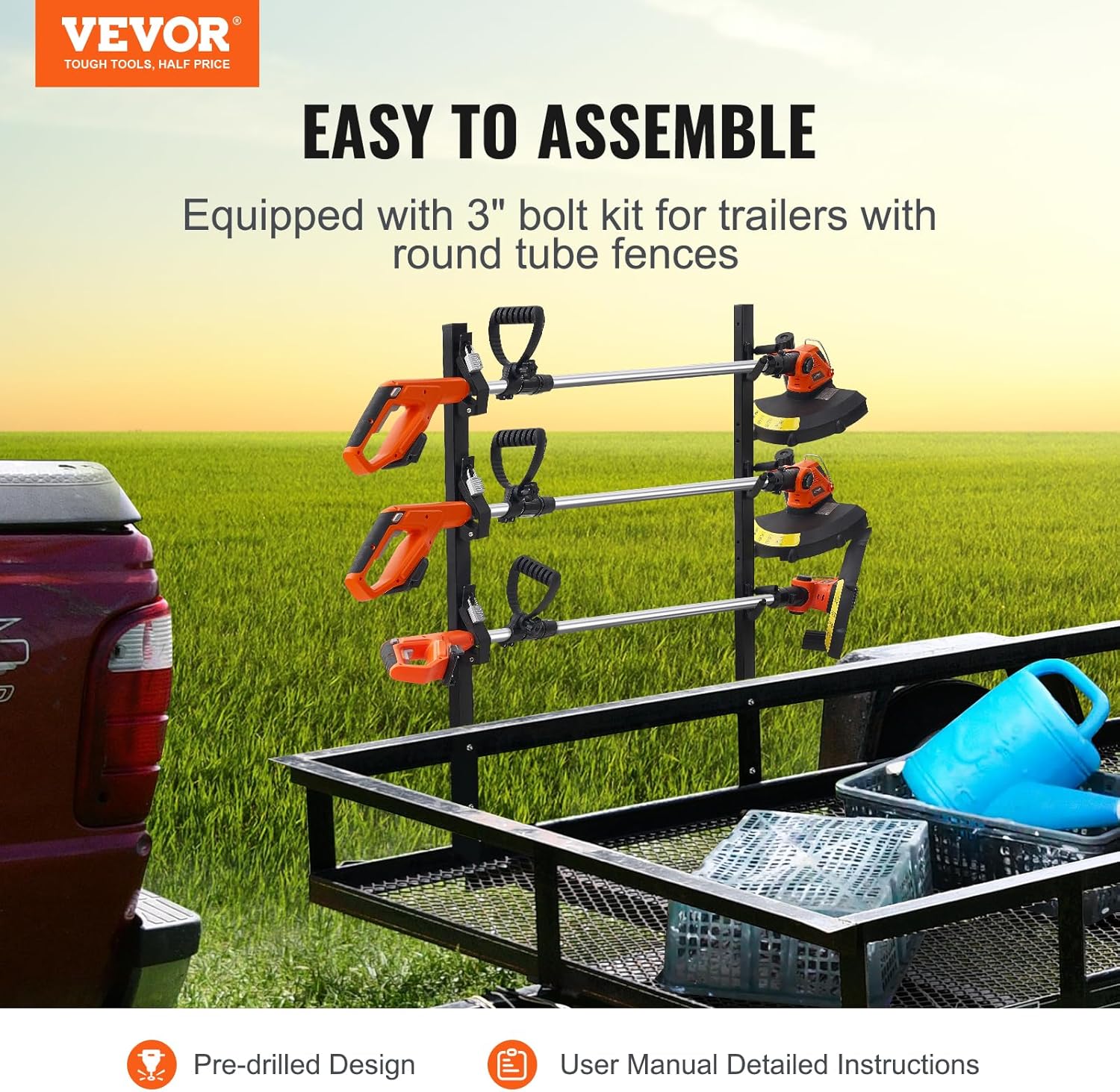 Vevor Rastrelliera 3 Posti per Decespugliatore 10kg - immagine 2