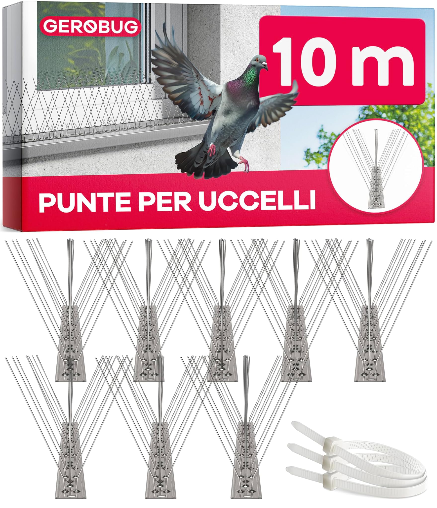 Gerobug Dissuasori per Piccioni in Acciaio Inox 10m
