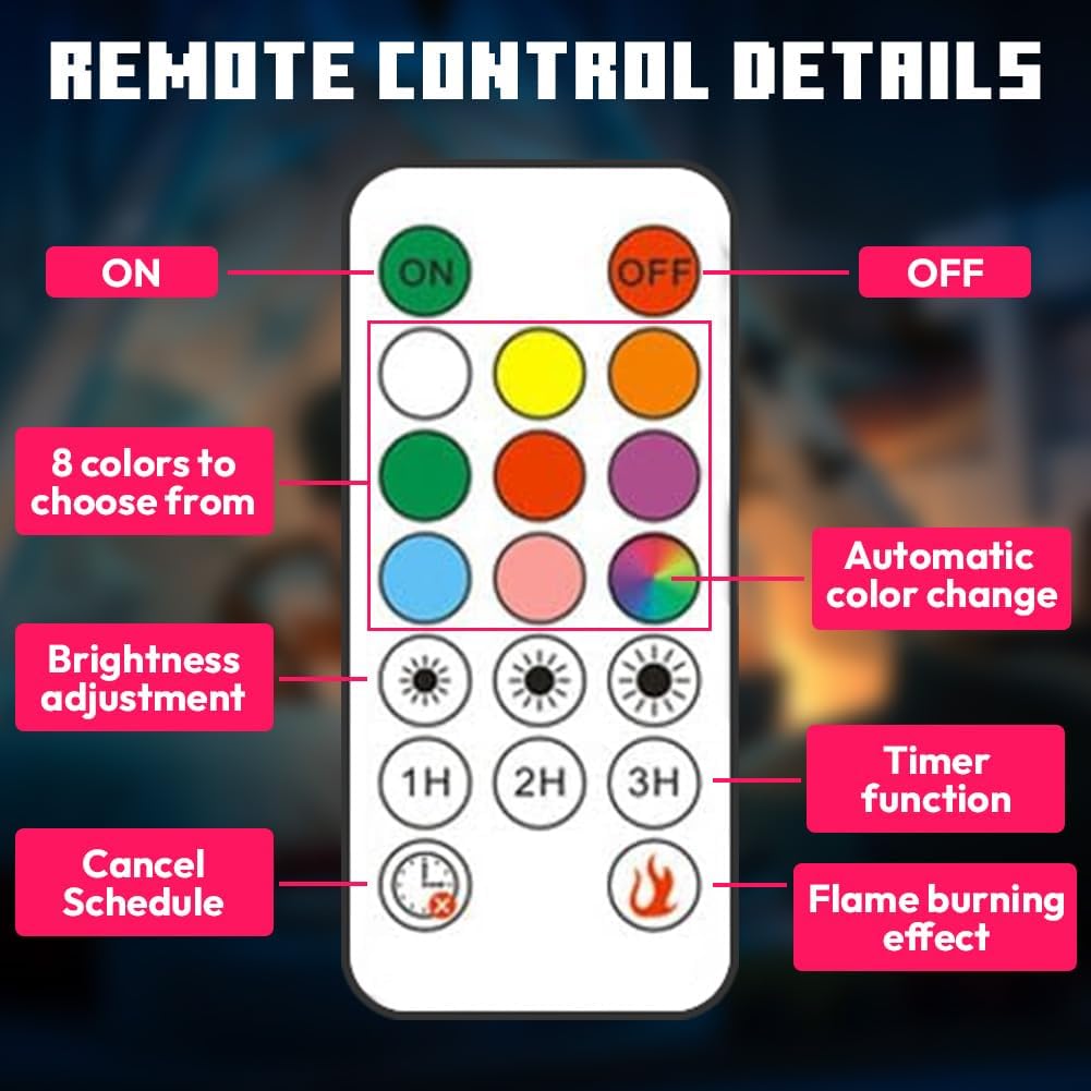 Lampada da Parete Torcia 28cm 8 Colori con Telecomando - immagine 4