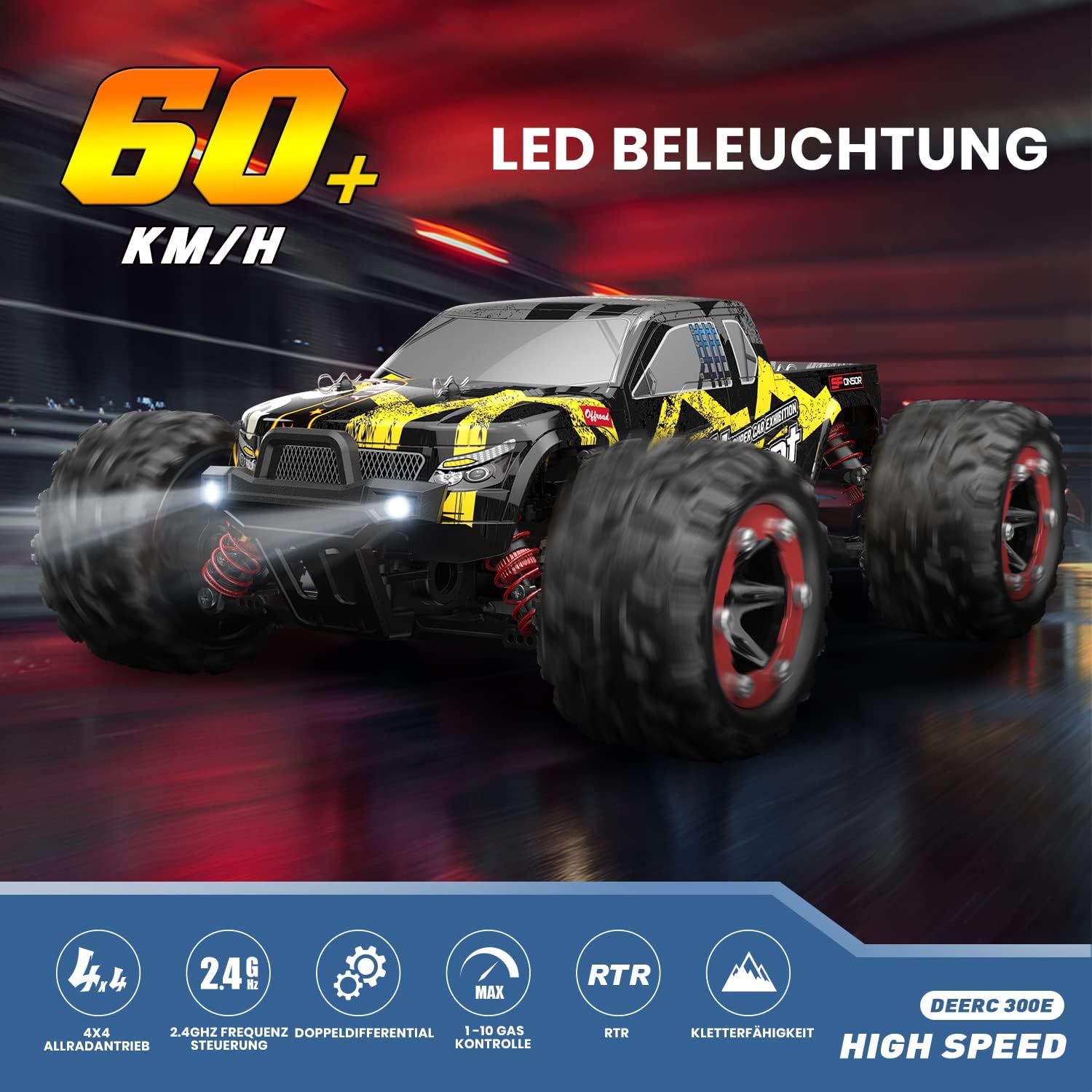 DEERC Auto Telecomandata 1:18 Brushless 60 km/h - immagine 2