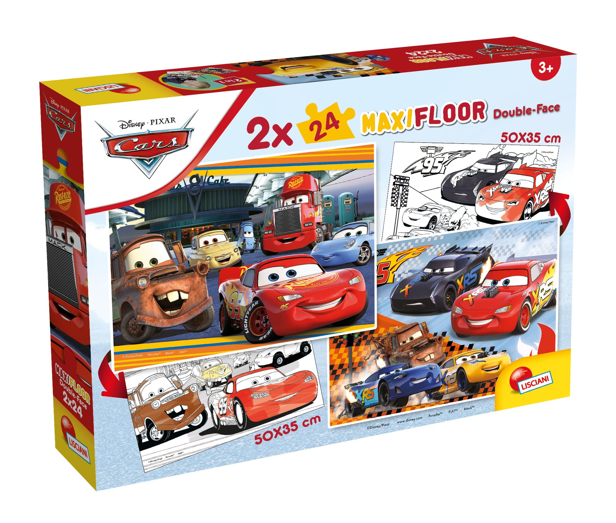 Liscianigiochi - Disney Puzzle Maxifloor 2 X 24 Cars, 91713, Multicolore