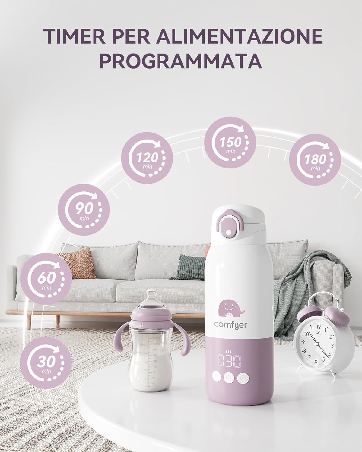 Scaldabiberon Portatile 340ml - Riscaldamento Rapido - immagine 4