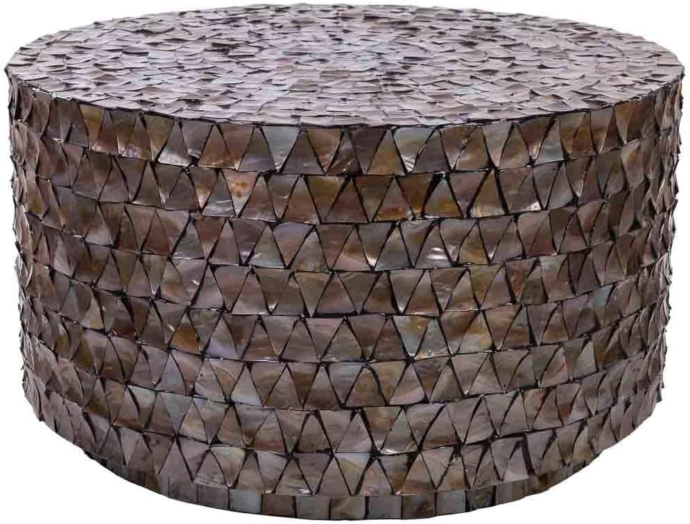 Mesa de centro de madera y madreperla marron - immagine 1