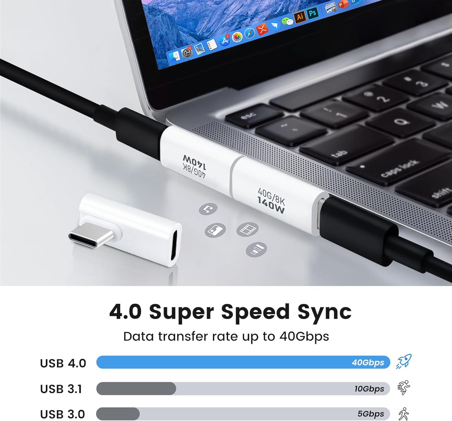 Adattatore USB C 40 Gbps 90 Gradi (2 pezzi) - immagine 2