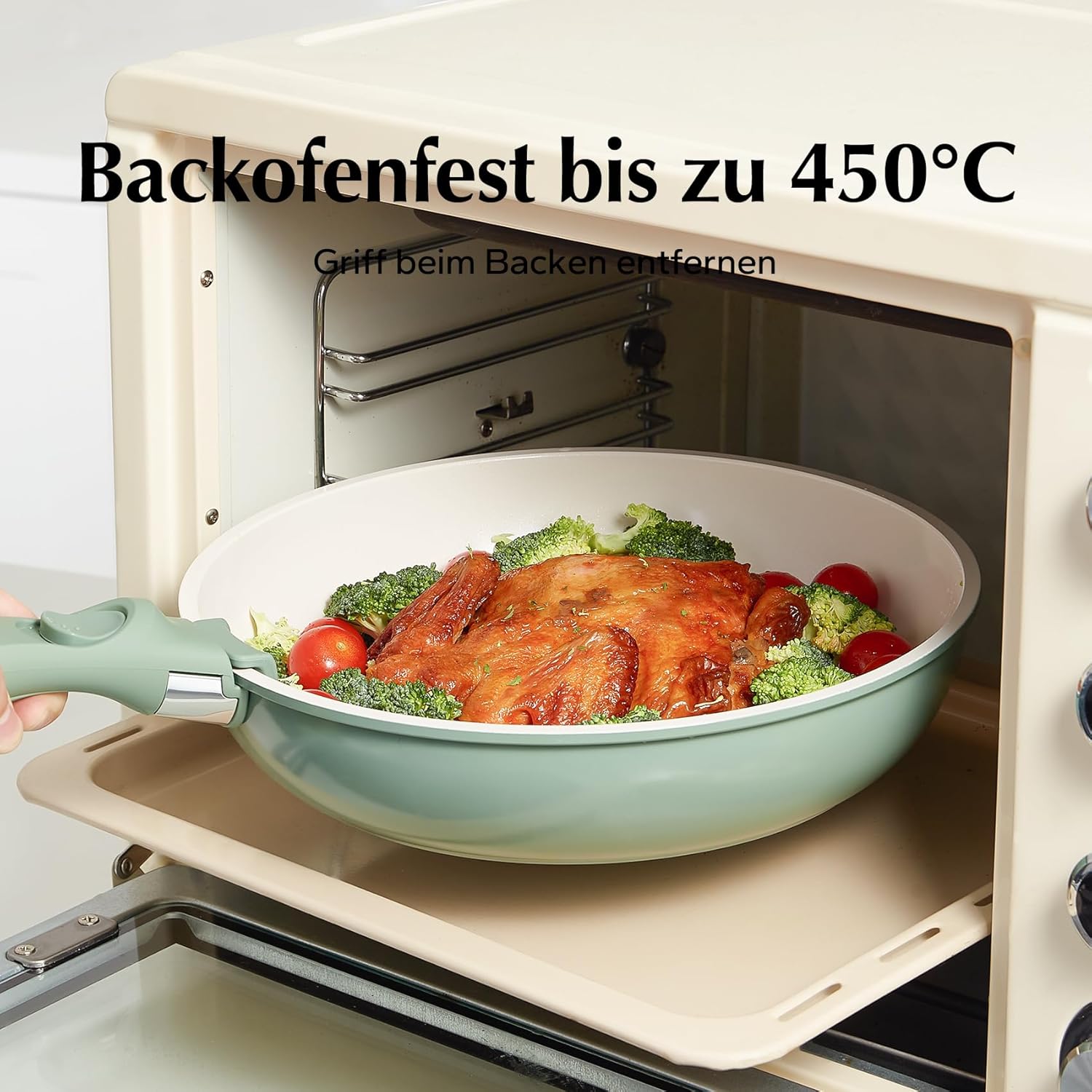 Redchef Set di Pentole in Ceramica con Manico Rimovibile, Verde - immagine 7