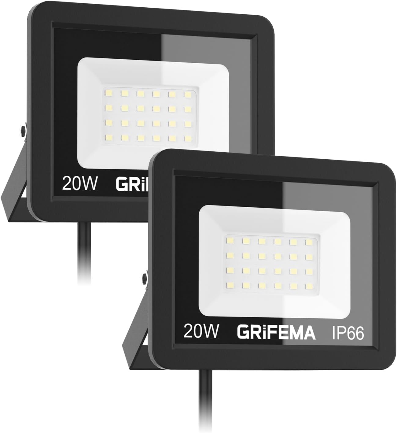 Grifema Faretto LED da Esterno 20W 6500K, 2 Pezzi - immagine 1