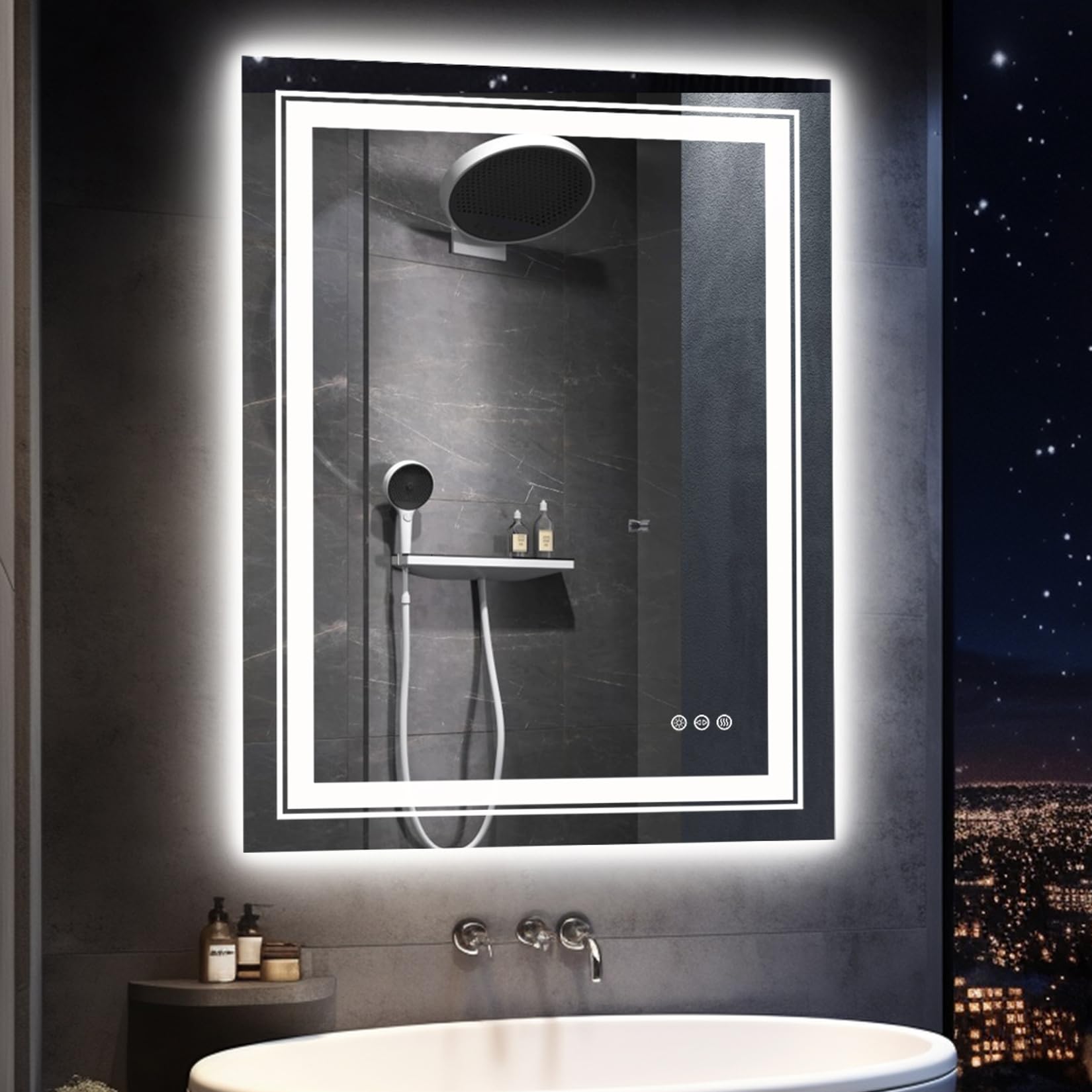 Luvodi Specchio Bagno LED Retroilluminato e Frontale 70x90cm