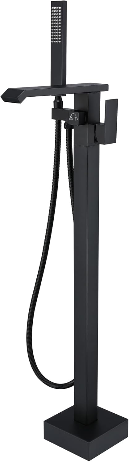 Rubinetto Vasca Freestanding Nero con Doccetta - immagine 1