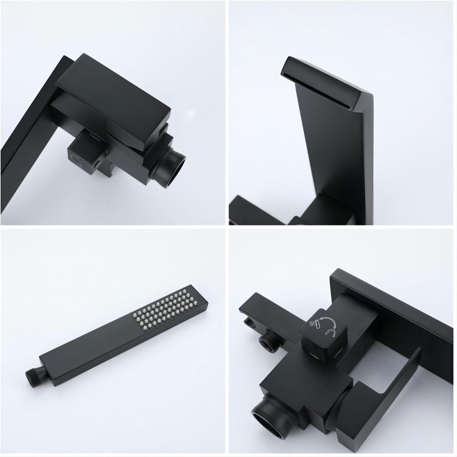 Rubinetto Vasca Freestanding Nero con Doccetta - immagine 7