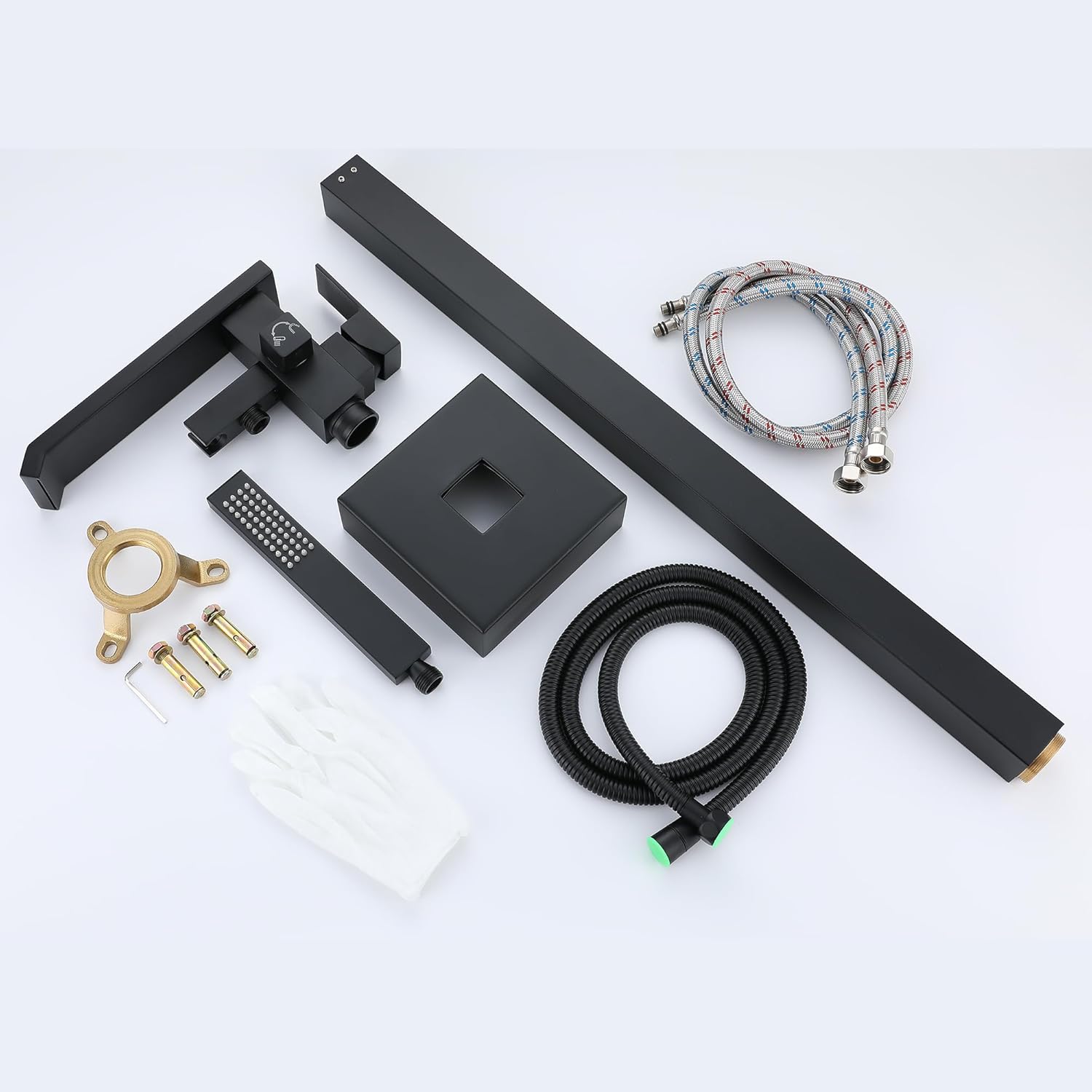 Rubinetto Vasca Freestanding Nero con Doccetta - immagine 8