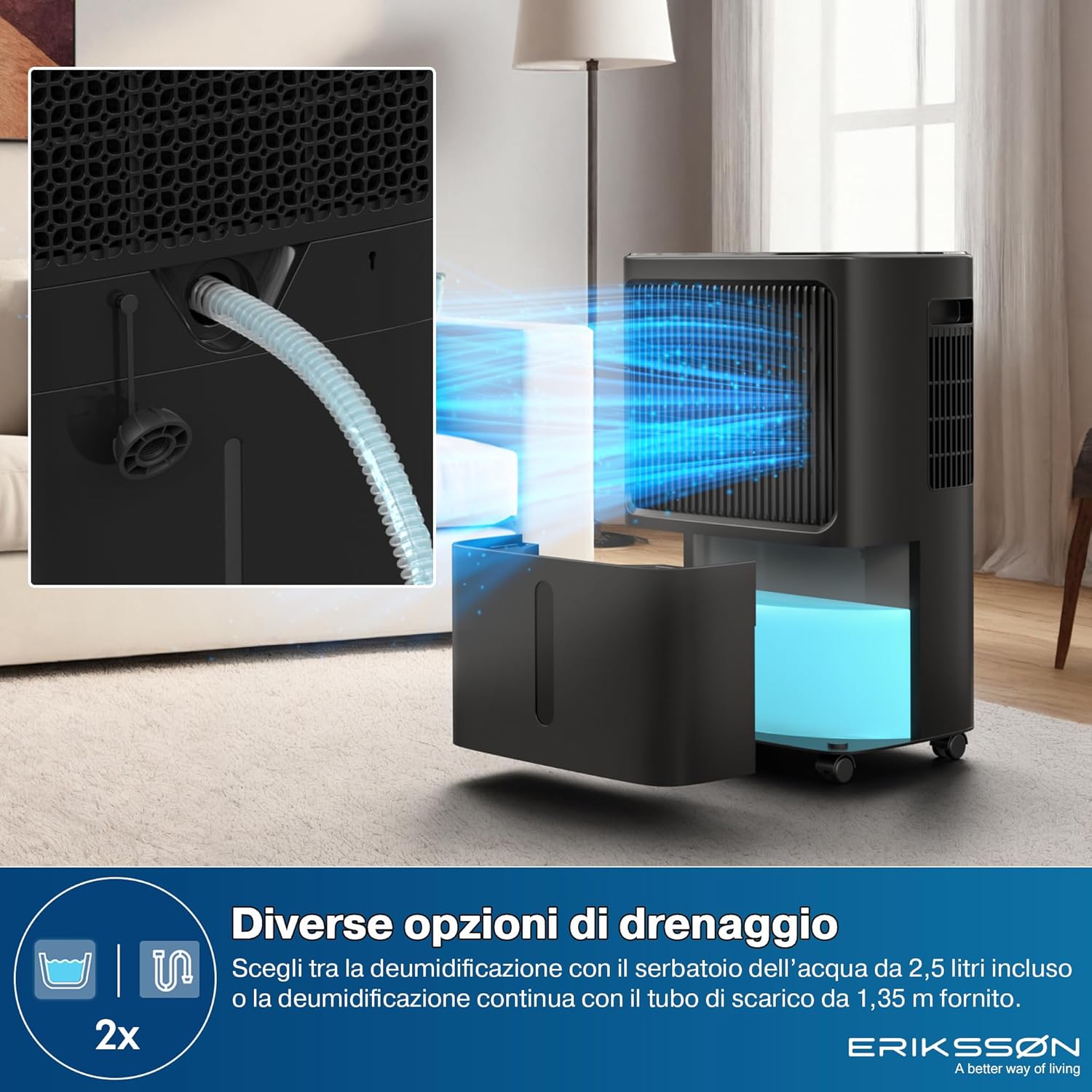 Erikssøn - Deumidificatore Elettrico 16L con Timer 24H - immagine 3