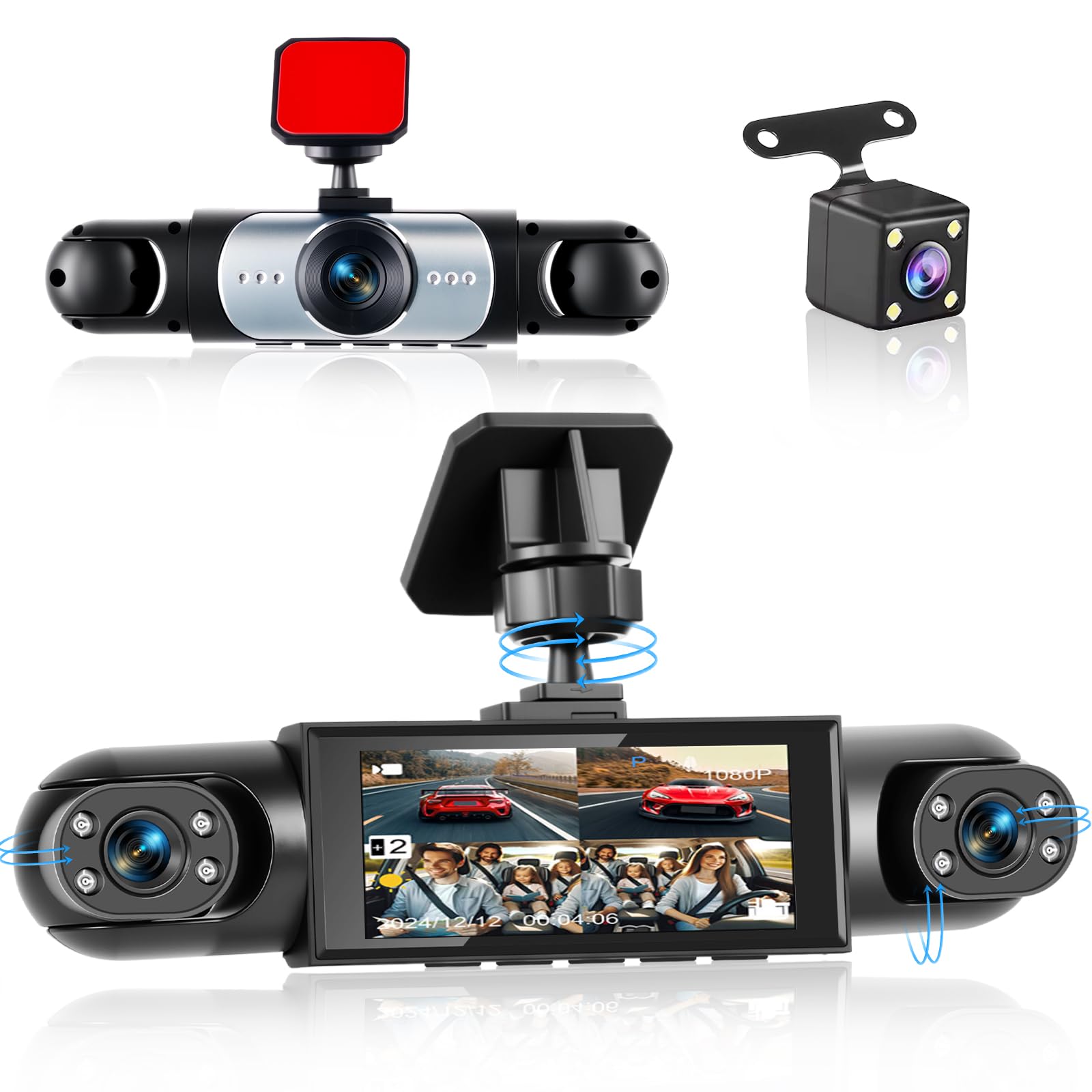 Dash Cam Full HD 1080P 4 Canali 360°