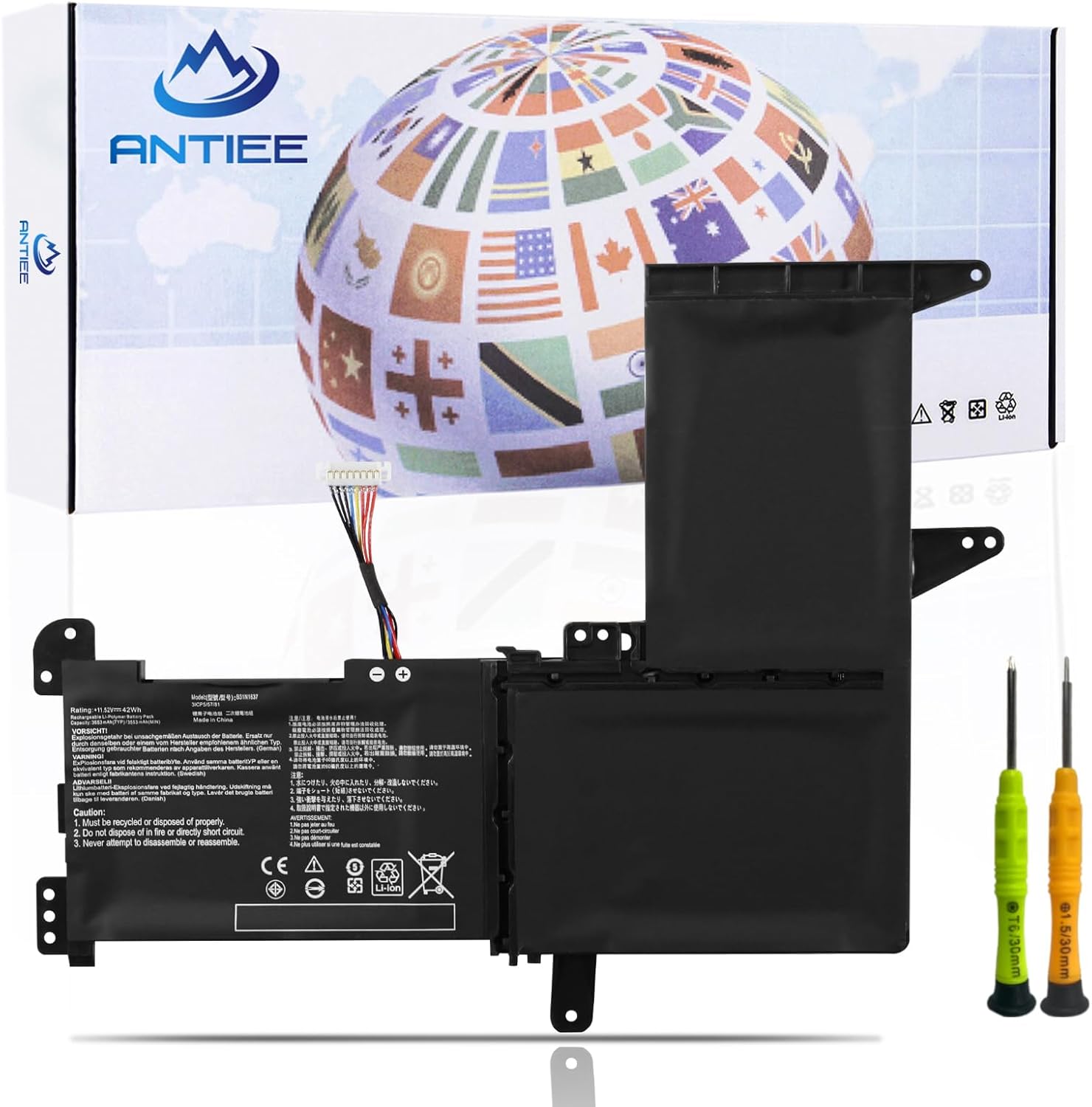 Antiee Batteria B31N1637 per Asus VivoBook 11.52V 42Wh - immagine 1