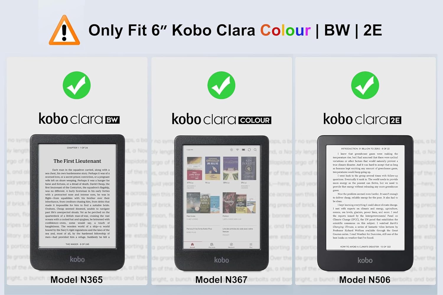 Tenano Custodia per Kobo Clara Colour | BW | 2E, Nero - immagine 2