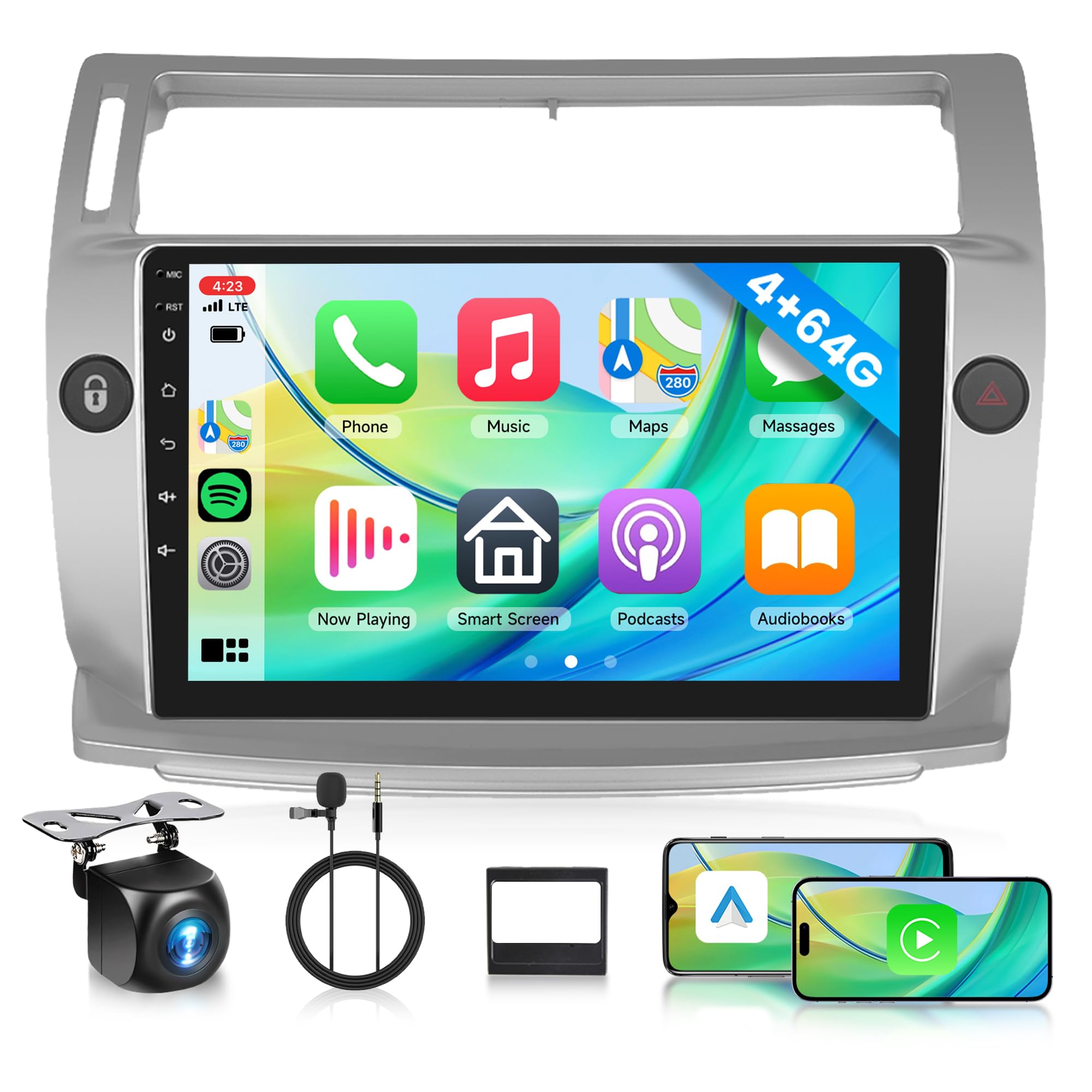 Autoradio Android 4+64G 9" HD per Citroën C4