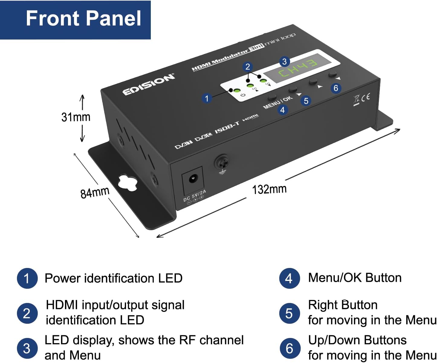 Edision HDMI Modulator 3in1 mini loop DVB-T/ISDB-T/DVB-C - immagine 2