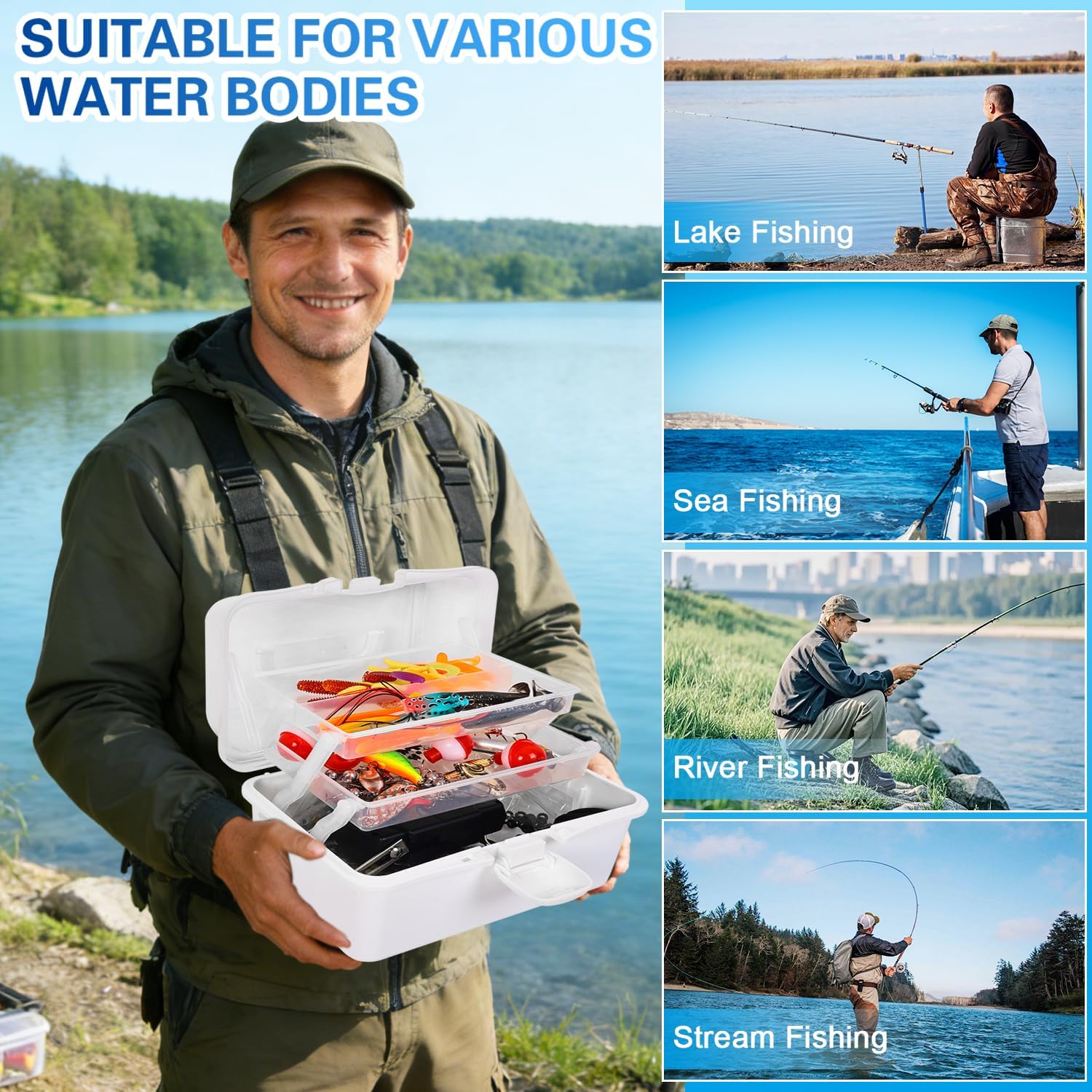 Kit da Pesca 213 Pezzi con Cassetta Portatile - immagine 2