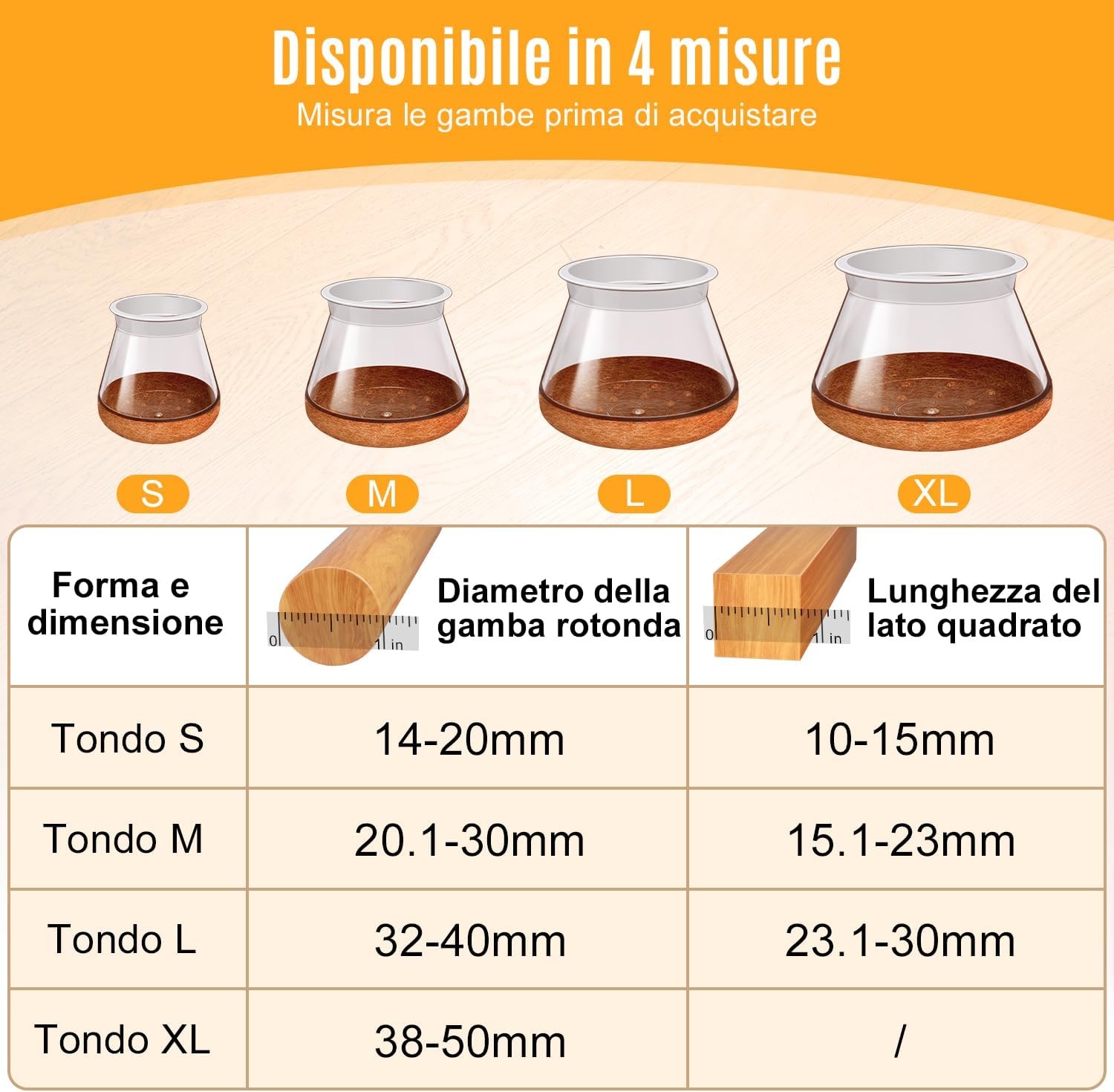 Oconda 24 Gommini Rotondi in Silicone per Sedie, Neri - immagine 2