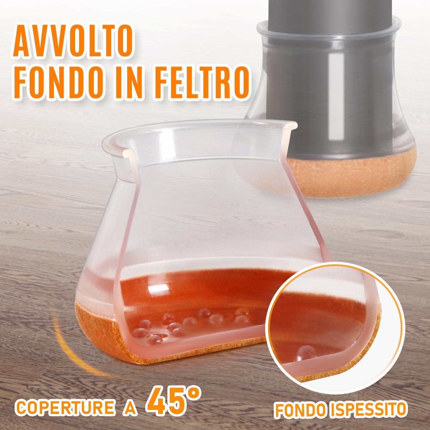 Oconda 24 Gommini Rotondi in Silicone per Sedie, Neri - immagine 4