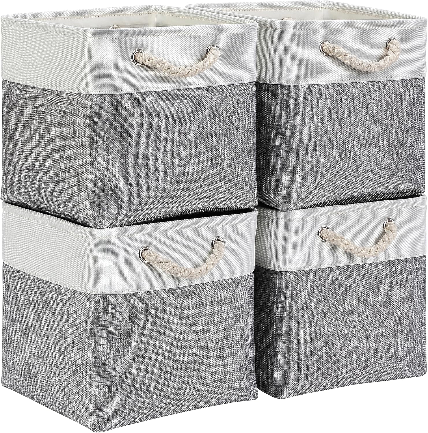 Mangata Set 4 Scatole per Armadio 33x33x33cm, Bianco Grigio