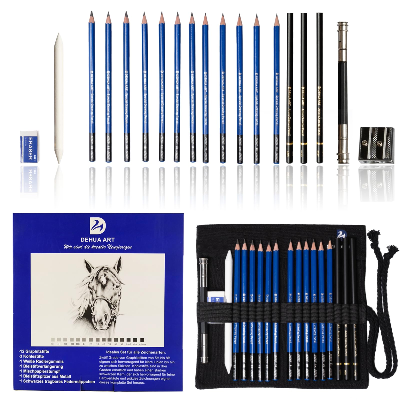 Set Matite da Disegno e Schizzi Professionale - 20 Pezzi, Blu