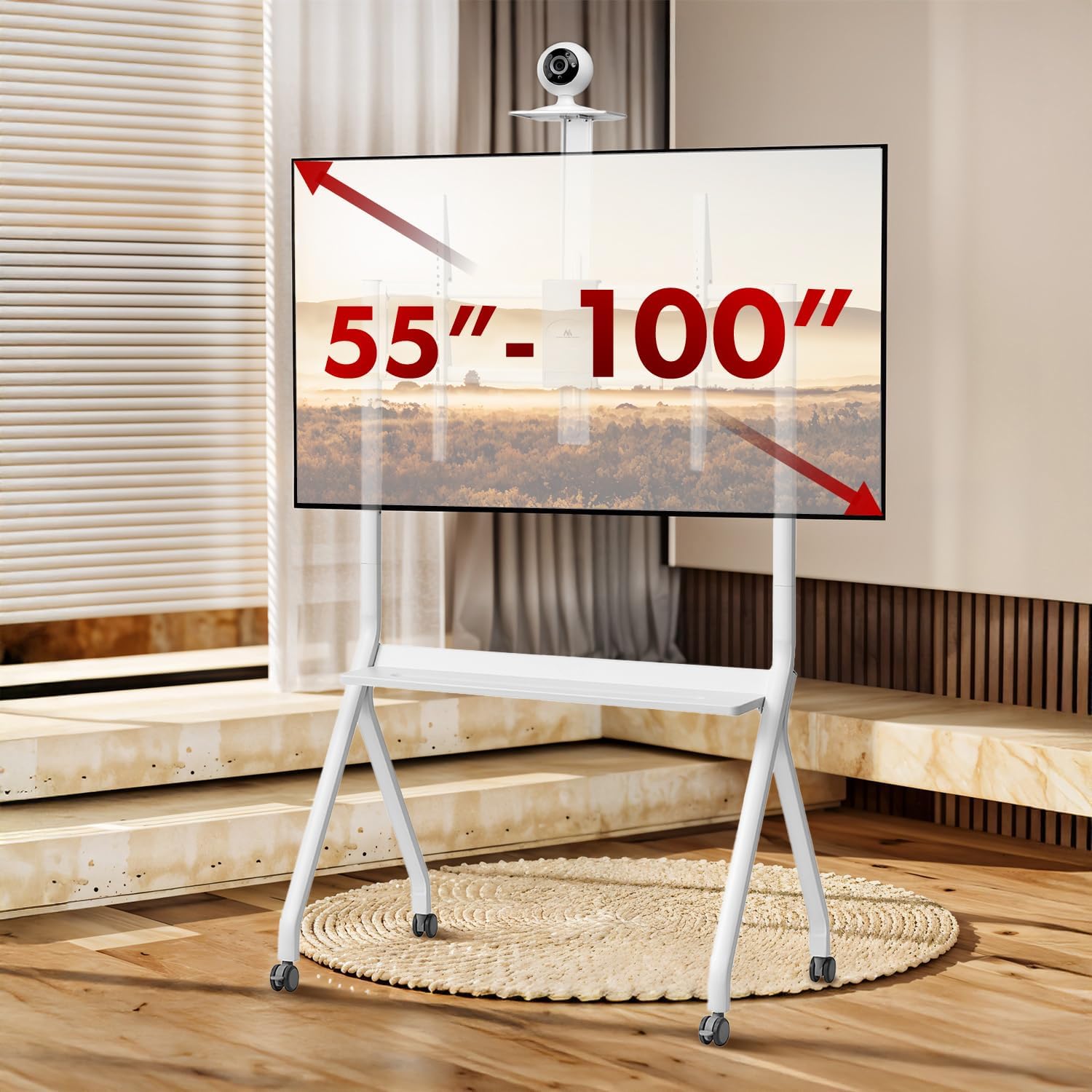 Maclean MC‑114 Supporto TV Mobile 55-100″, Bianco - immagine 7