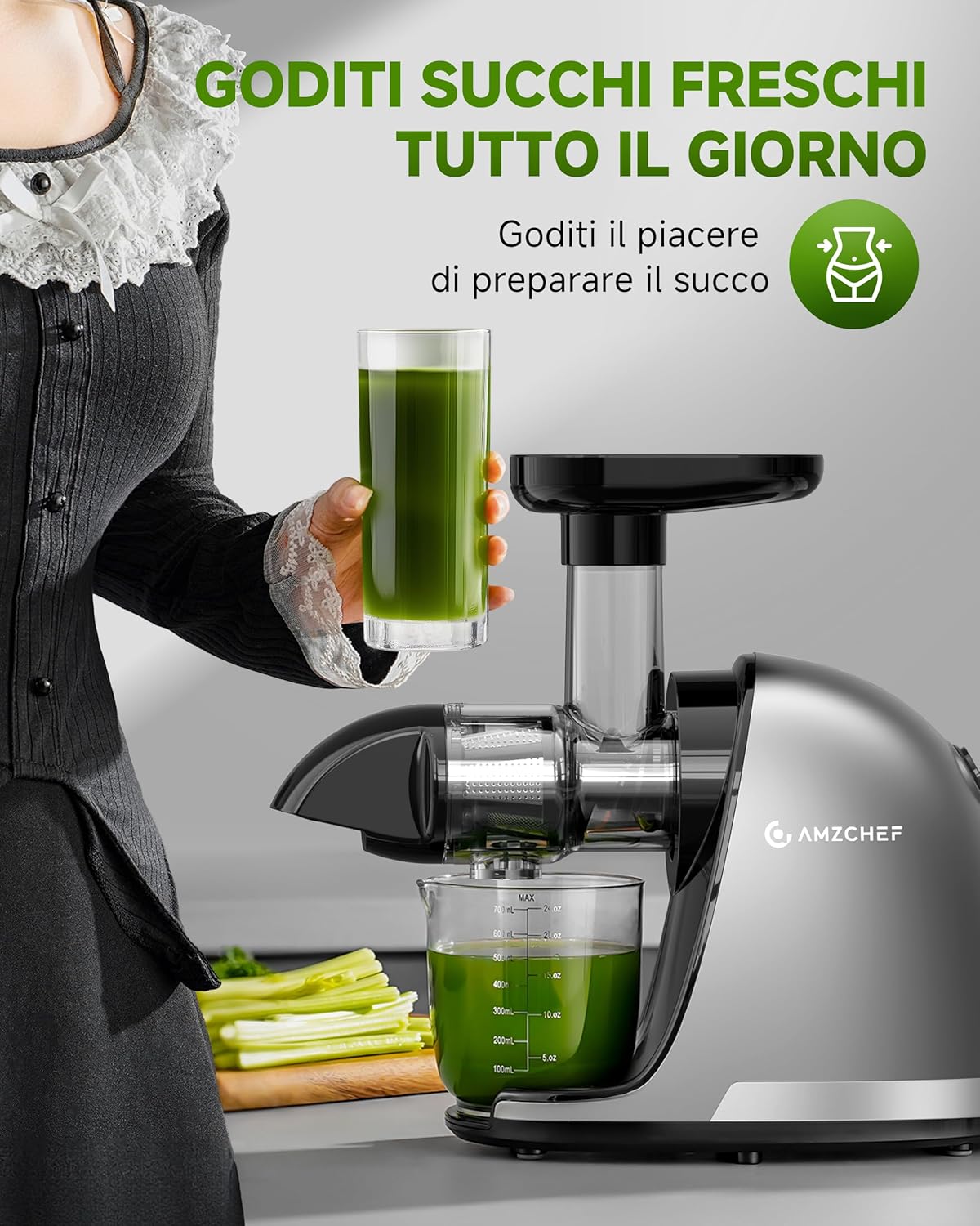 Amzchef Estrattore di Succo a Freddo Silenzioso 150W - immagine 7