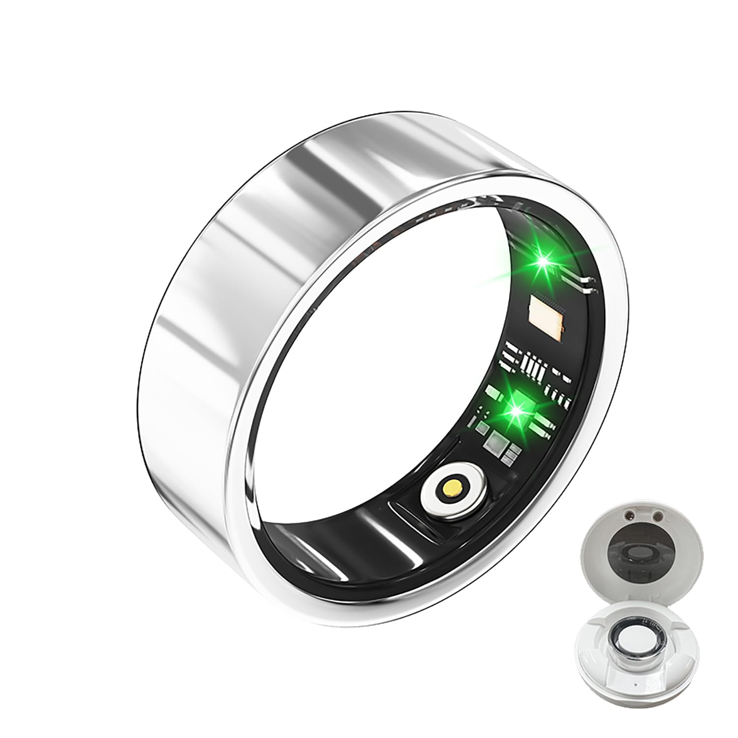 Longlu Anello Intelligente Fitness Tracker IP68, Argento