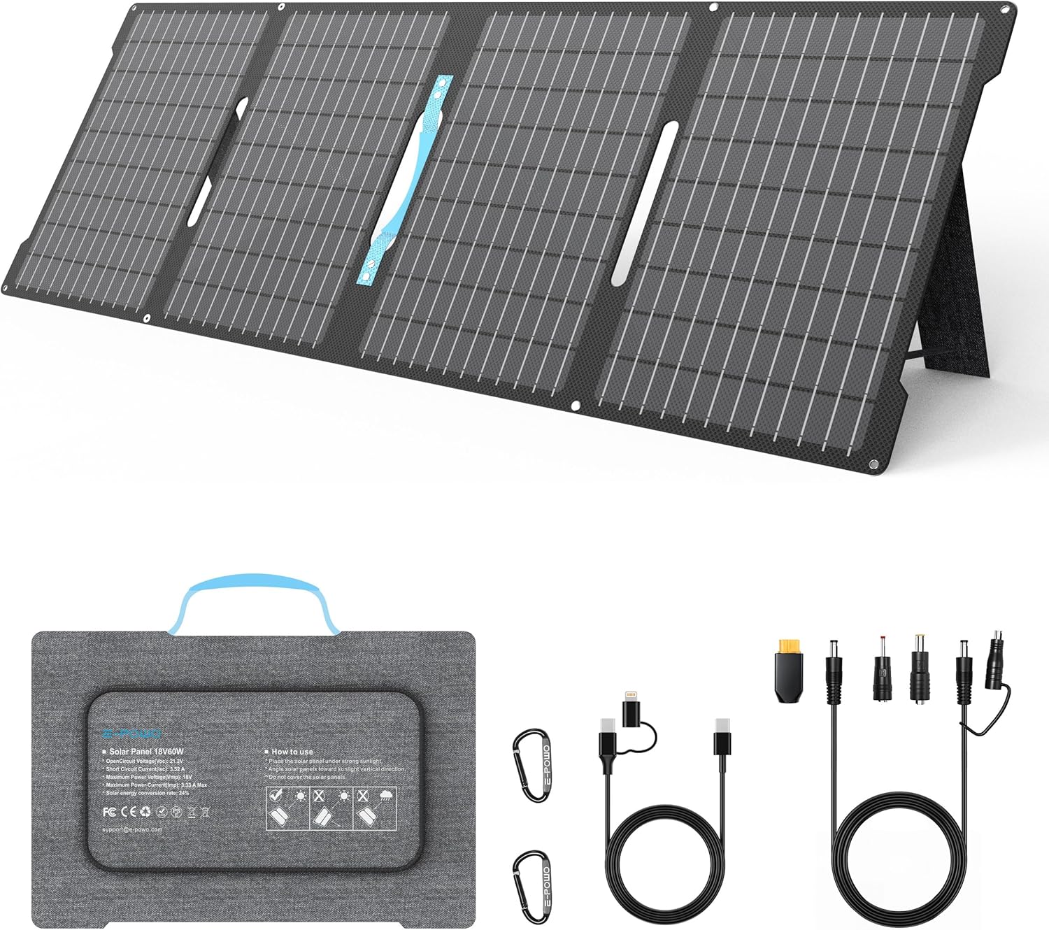 Caricatore Solare Pieghevole 60W Monocristallino - immagine 1