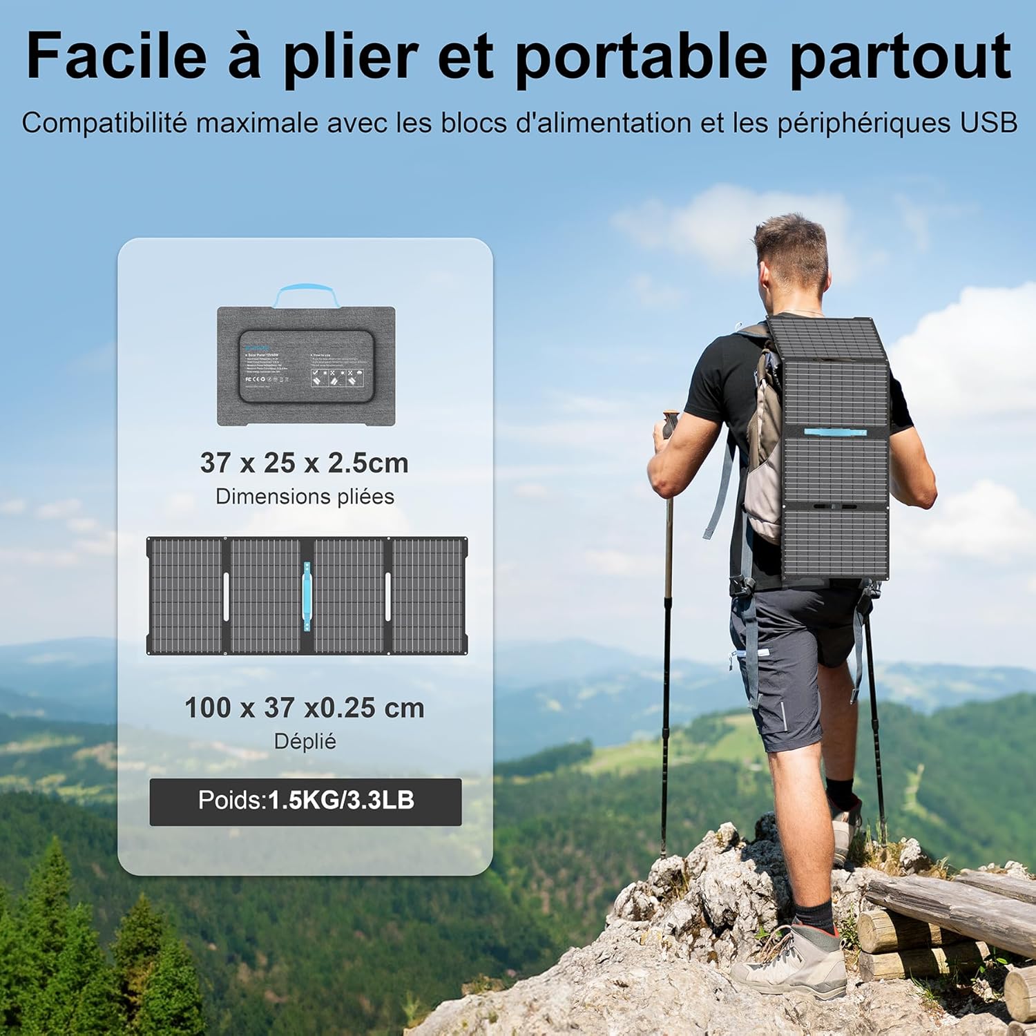 Caricatore Solare Pieghevole 60W Monocristallino - immagine 2