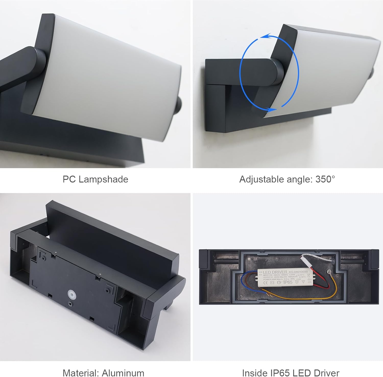 Klighten Applique da Esterno LED IP65 45W, Antracite - immagine 2