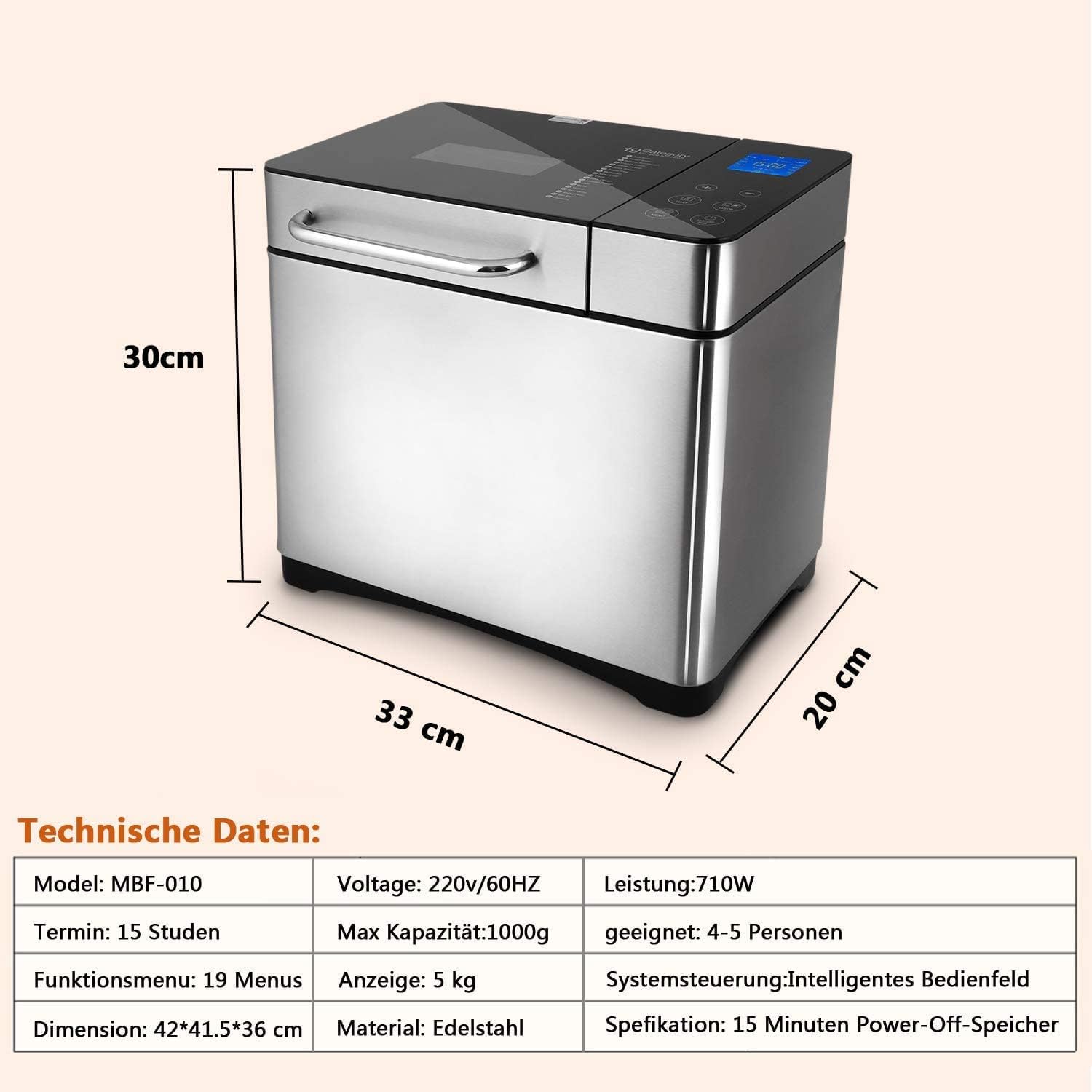 Macchina per il Pane Automatica in Acciaio Inox 710W - immagine 4
