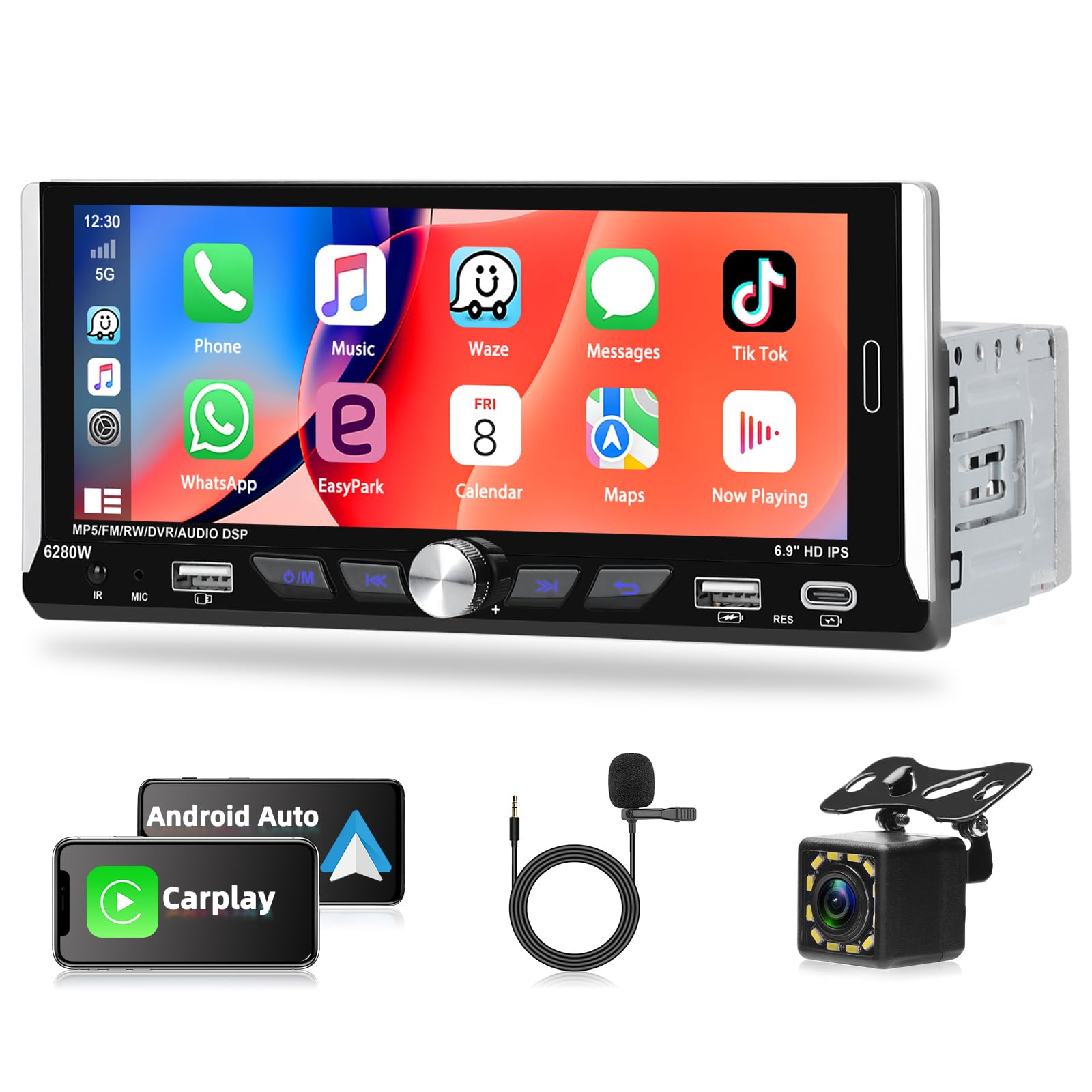 Autoradio Motorsi Single Din con Apple Carplay Android Auto