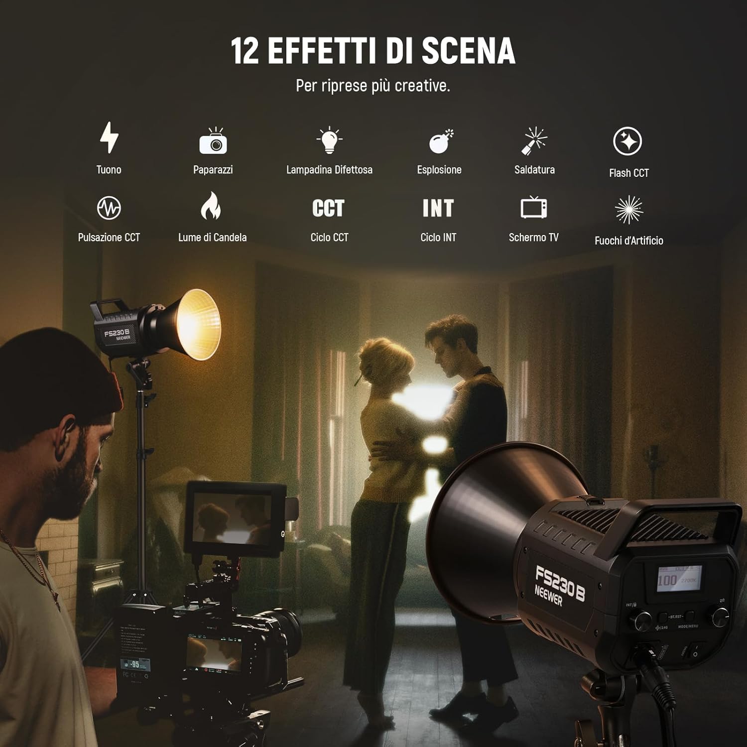 NEEWER FS230B Luce Video LED da Studio 230W Bicolore - immagine 6