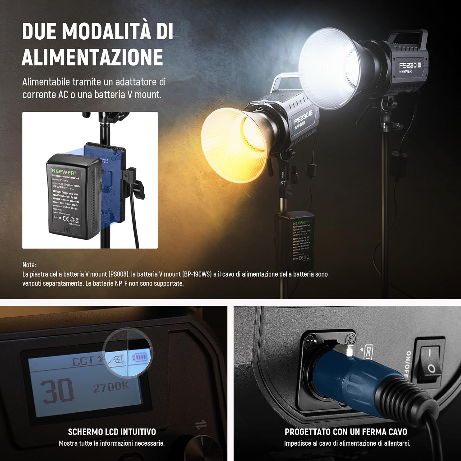 NEEWER FS230B Luce Video LED da Studio 230W Bicolore - immagine 8