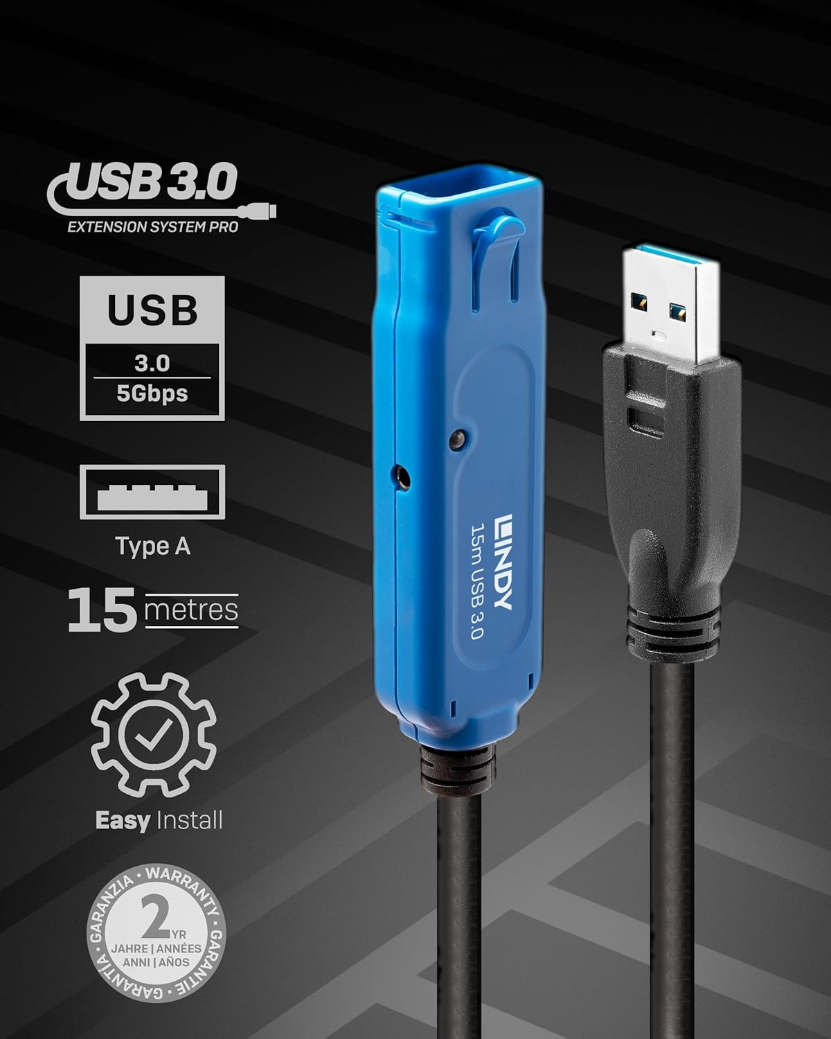 Lindy Prolunga Attiva USB 3.0 Pro, 15m - immagine 2