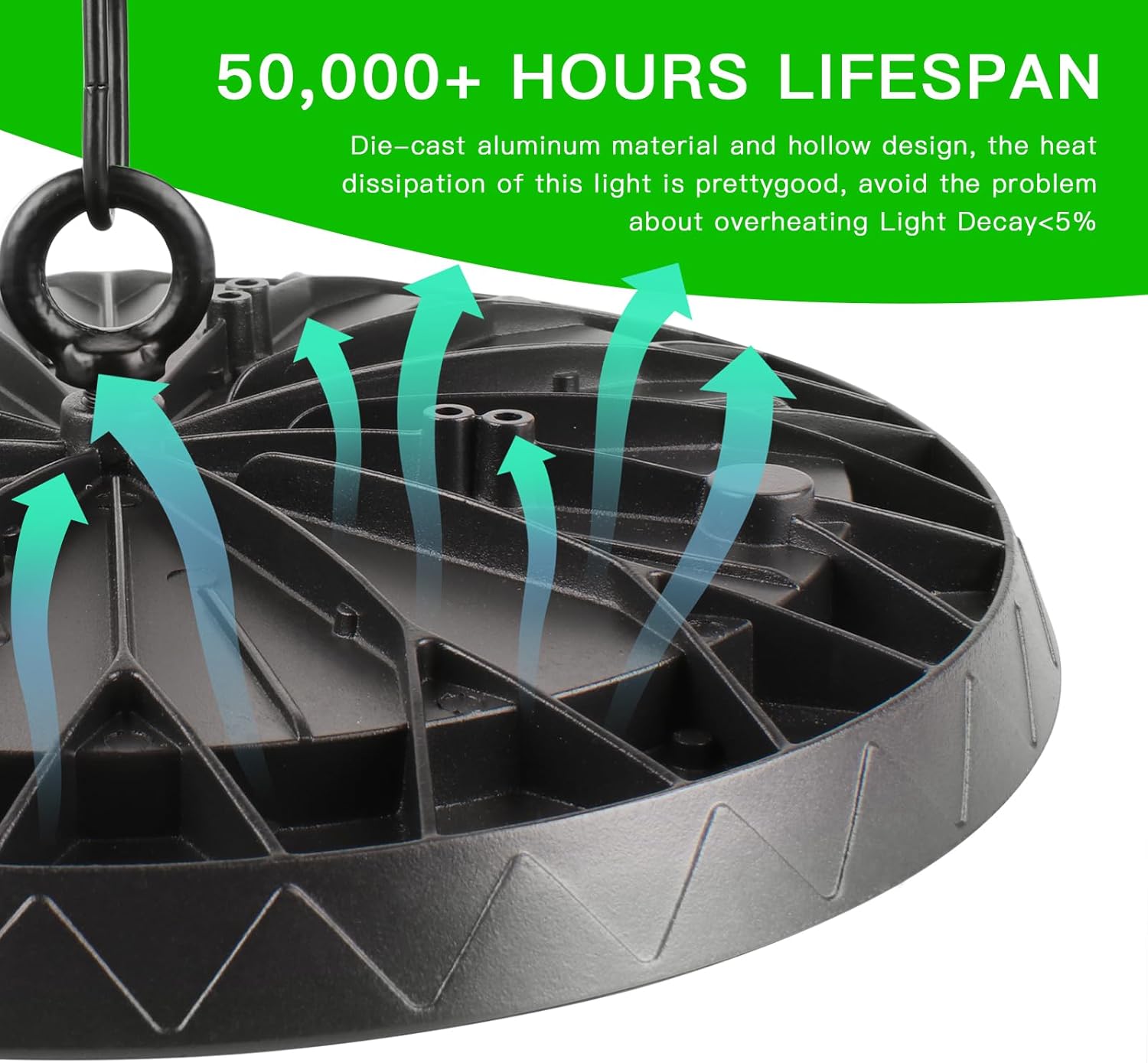 300W UFO LED High Bay Light, 30000LM, 6000K bianco freddo UFO LED officina luce, IP65 lampada impermeabile, adatto per fabbriche, garage e magazzini - immagine 3