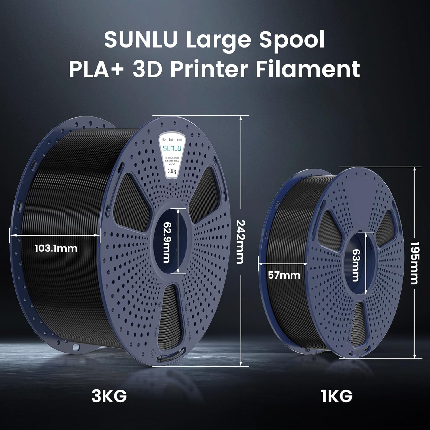 Sunlu Filamento PLA Plus 3KG per Stampanti 3D, Nero - immagine 2