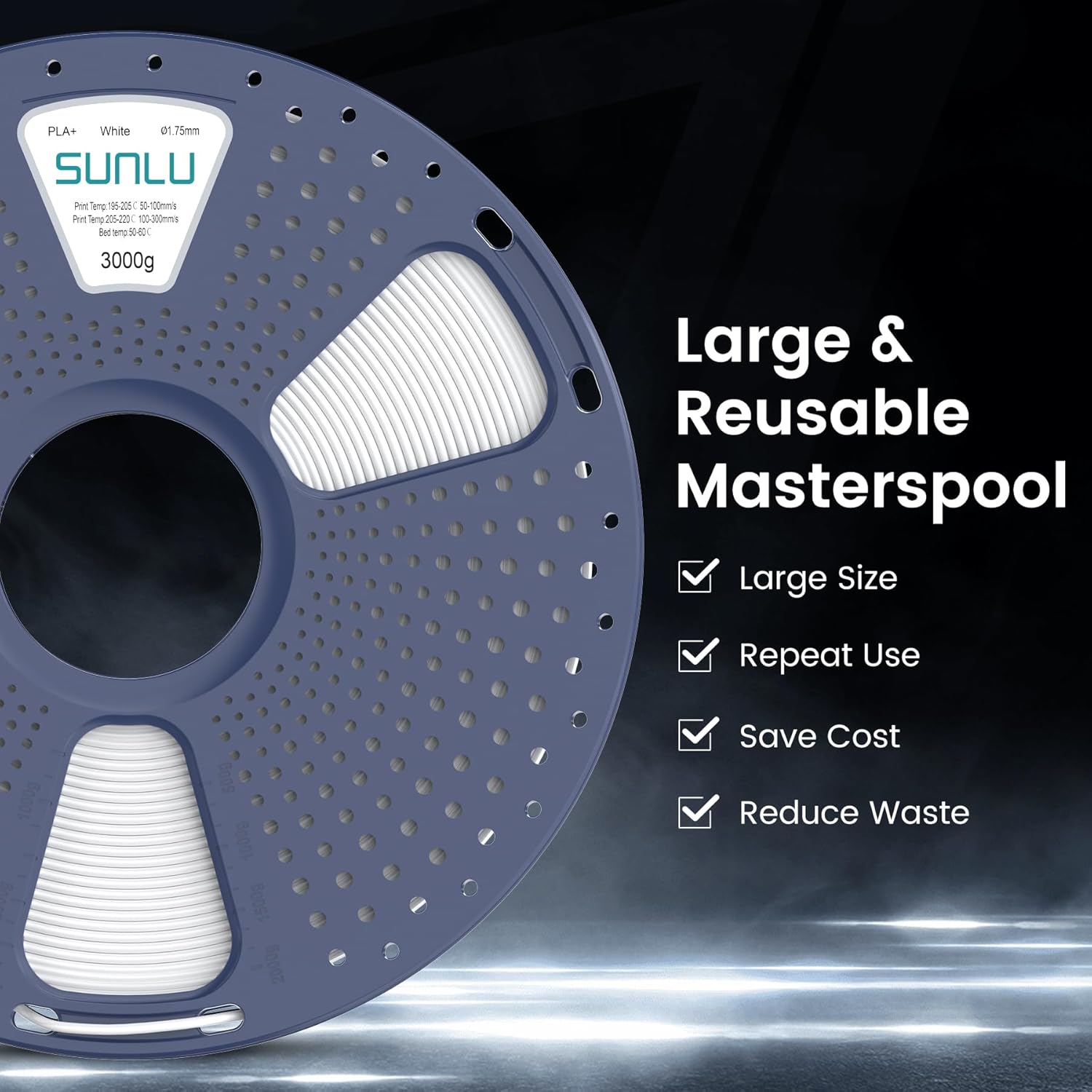 Sunlu Filamento PLA Plus 3KG per Stampanti 3D, Nero - immagine 4