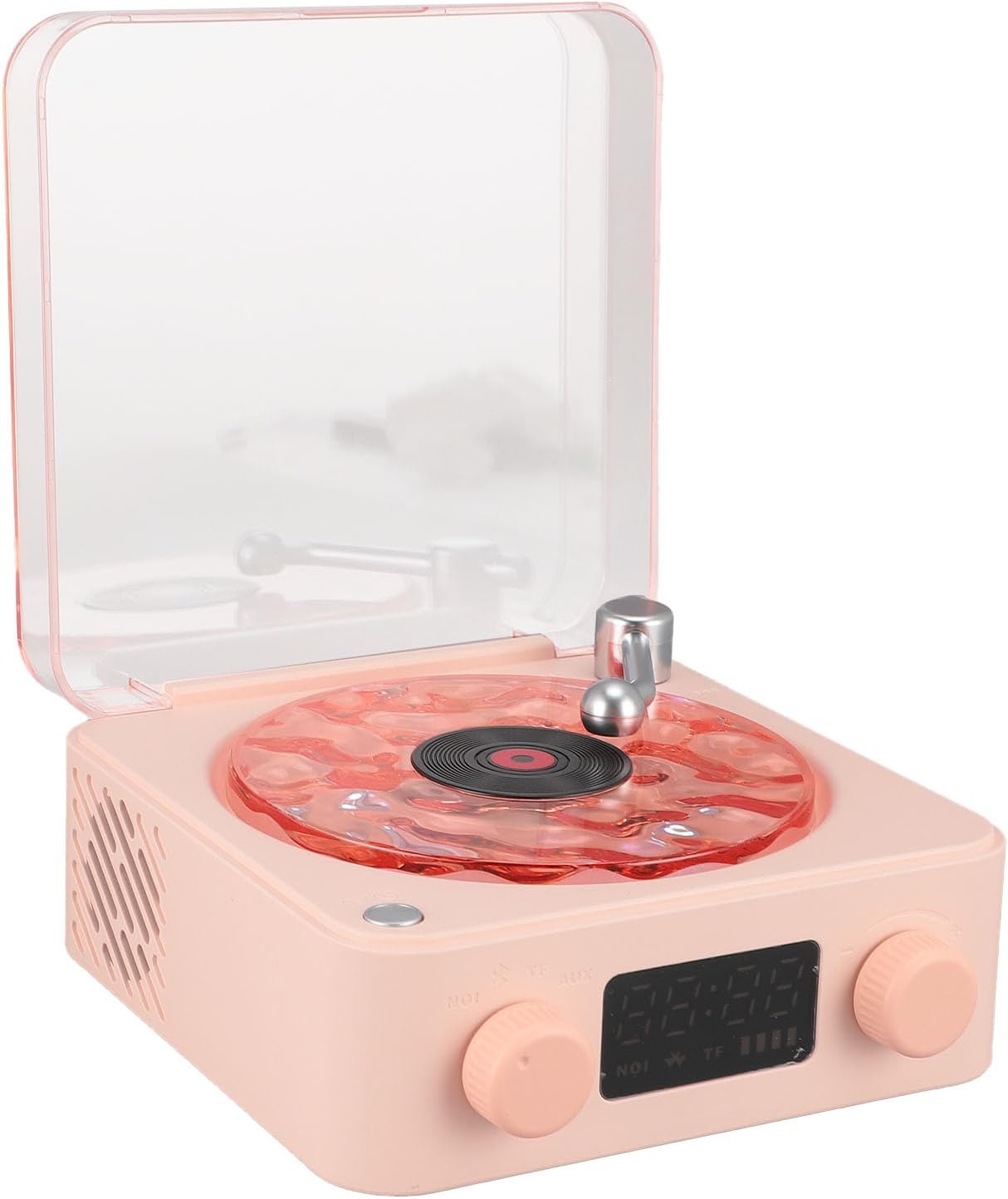 Giradischi con Luce Notturna e Display Ora, Roseo - immagine 4