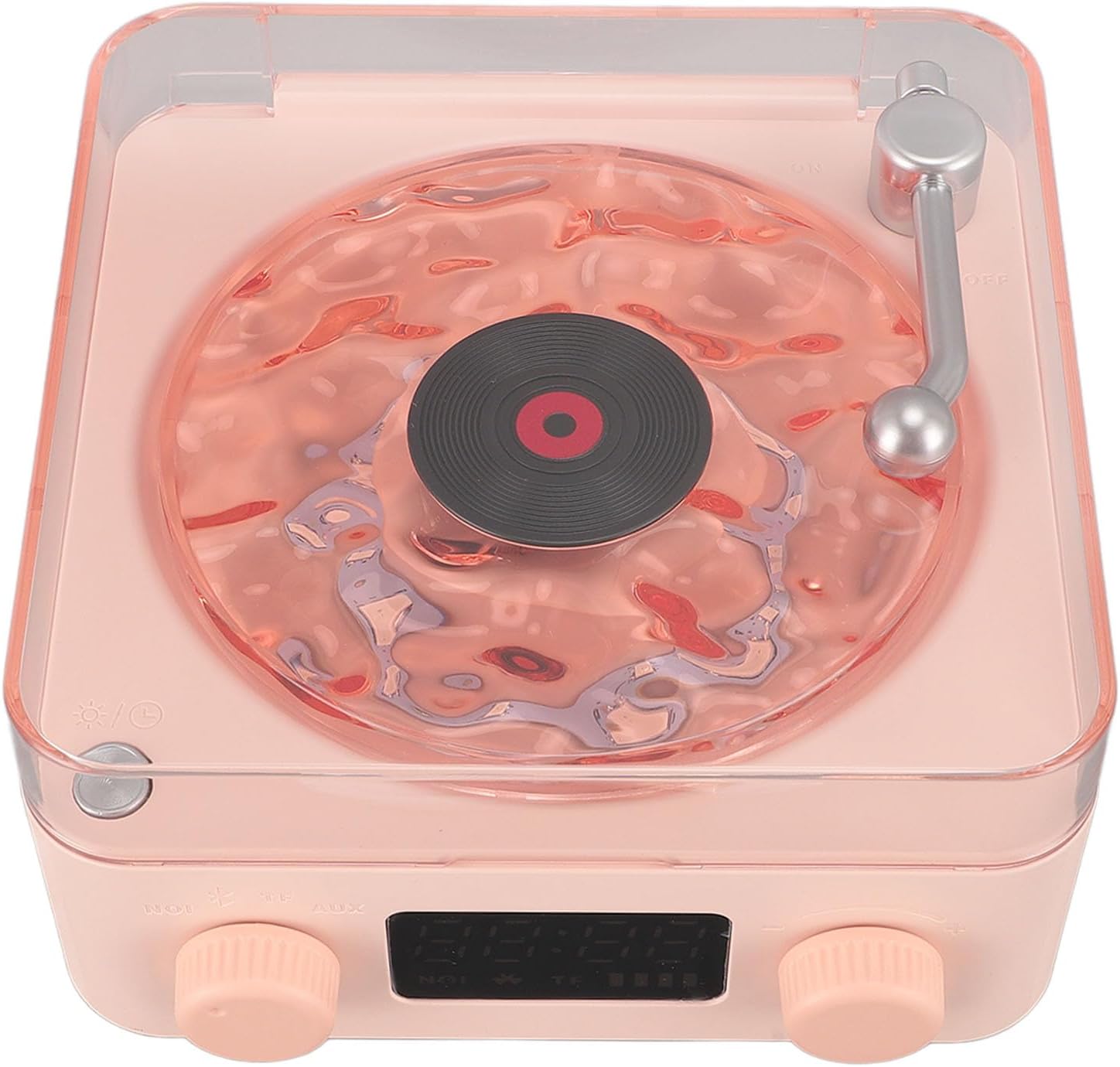 Giradischi con Luce Notturna e Display Ora, Roseo - immagine 5