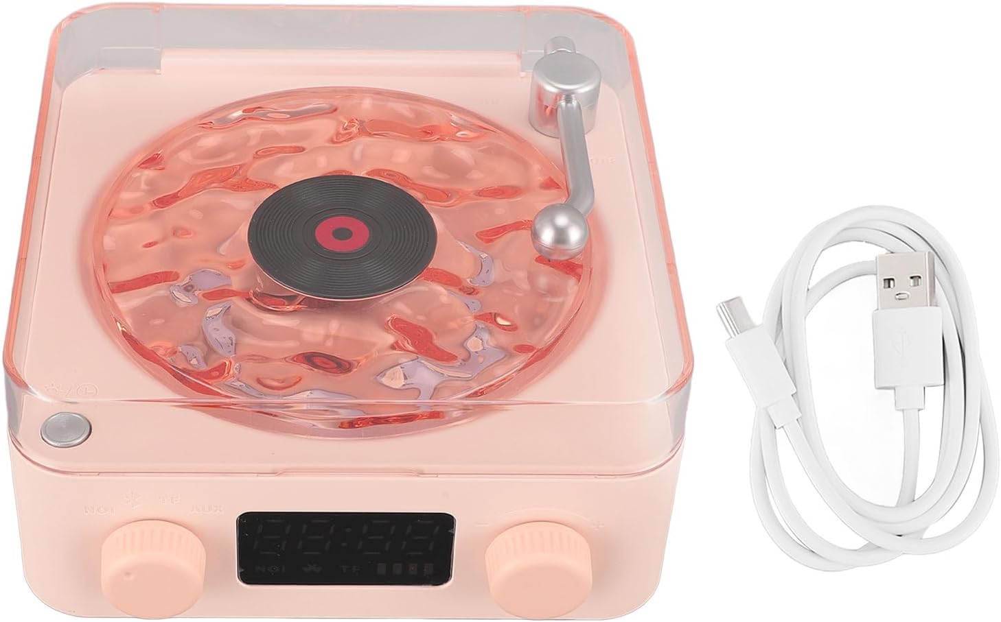 Giradischi con Luce Notturna e Display Ora, Roseo - immagine 6