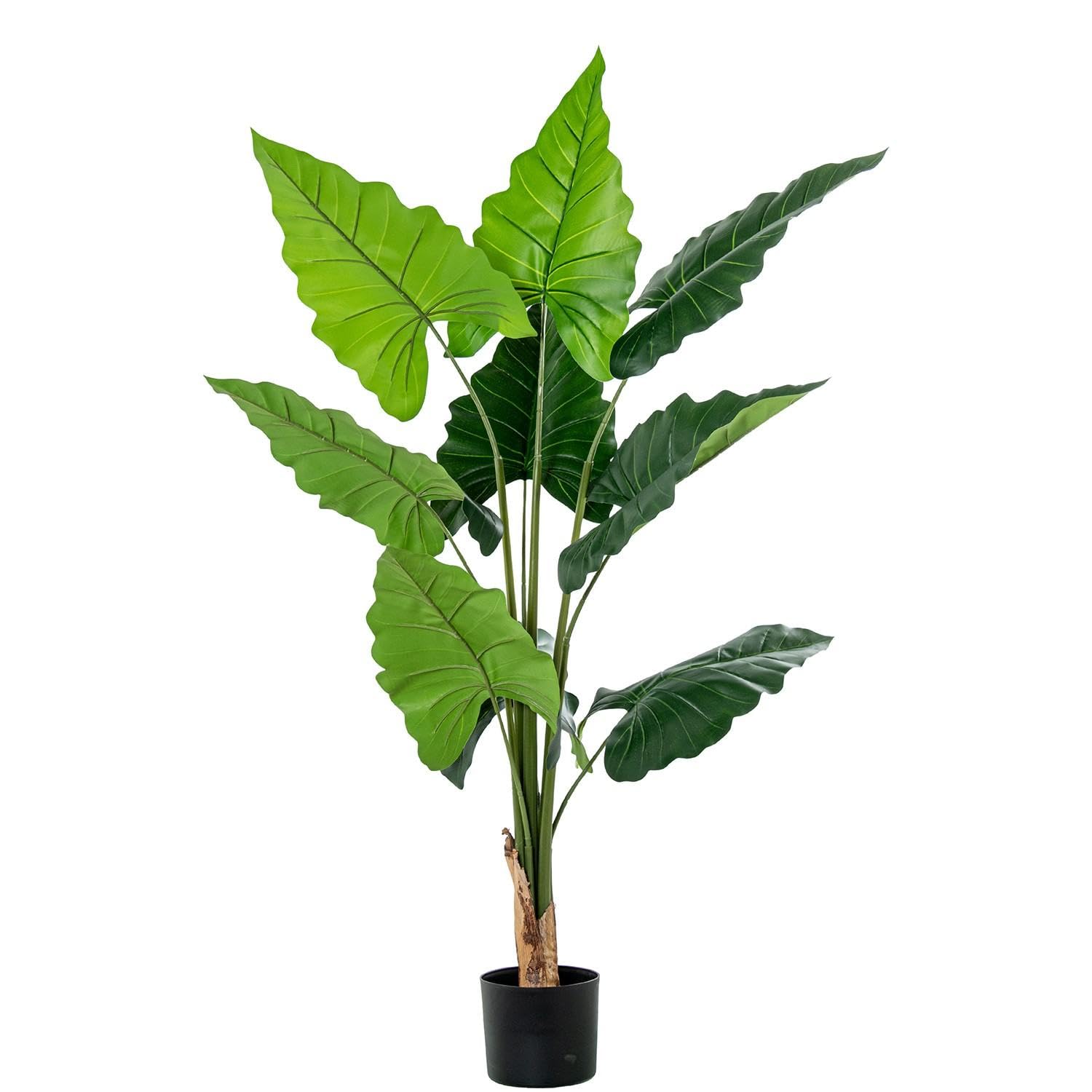 DRW Pianta Artificiale di Alocasia con 9 Foglie in PVC