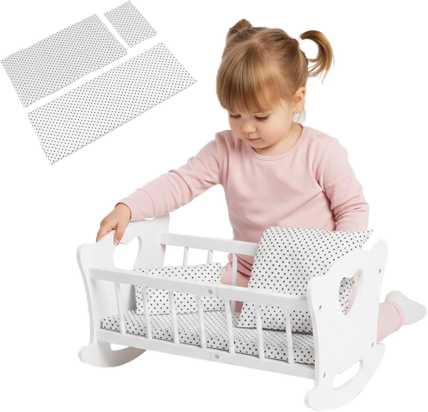 Kinderplay Culla per Bambole in Legno con Biancheria - immagine 1